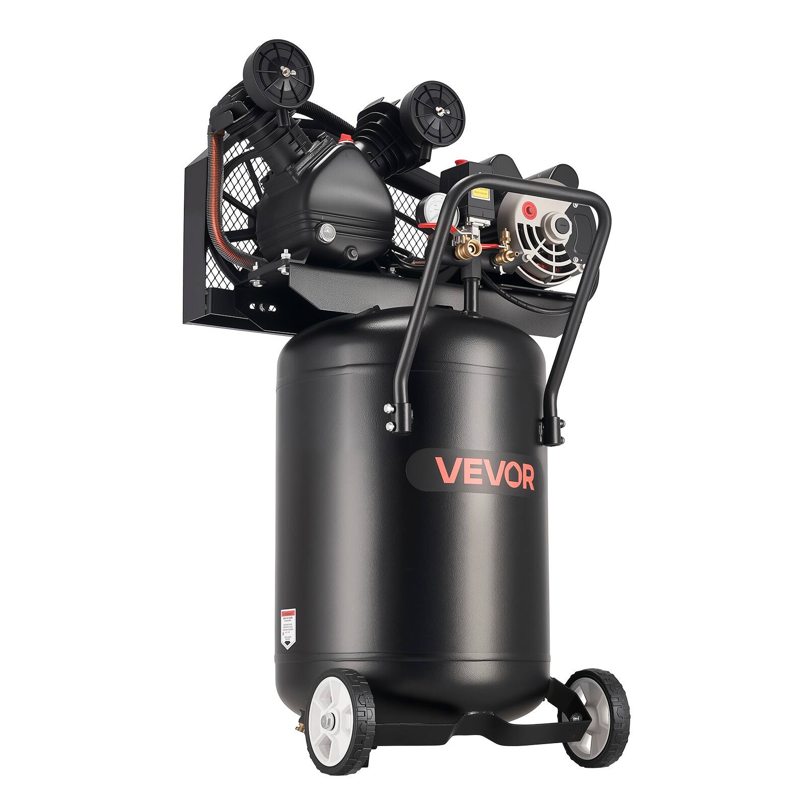 Front. VEVOR - 20-Gallon Air Compressor,2HP 6.5SCFM at 90PSI,Max 135PSI Pressure Oil-Lubricated Air Compressor Tank, Portable on Wheels - Black;Orange.