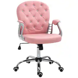 Vinsetto - Tufted Desk Chair, Home Office Chair with Padded Armrests - Pink