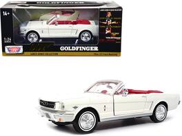 Motormax - 1964 1/2 Ford Mustang Convertible White Red Interior James Bond 007 Goldfinger Movie James Bond Collection 1/24 - White With Red