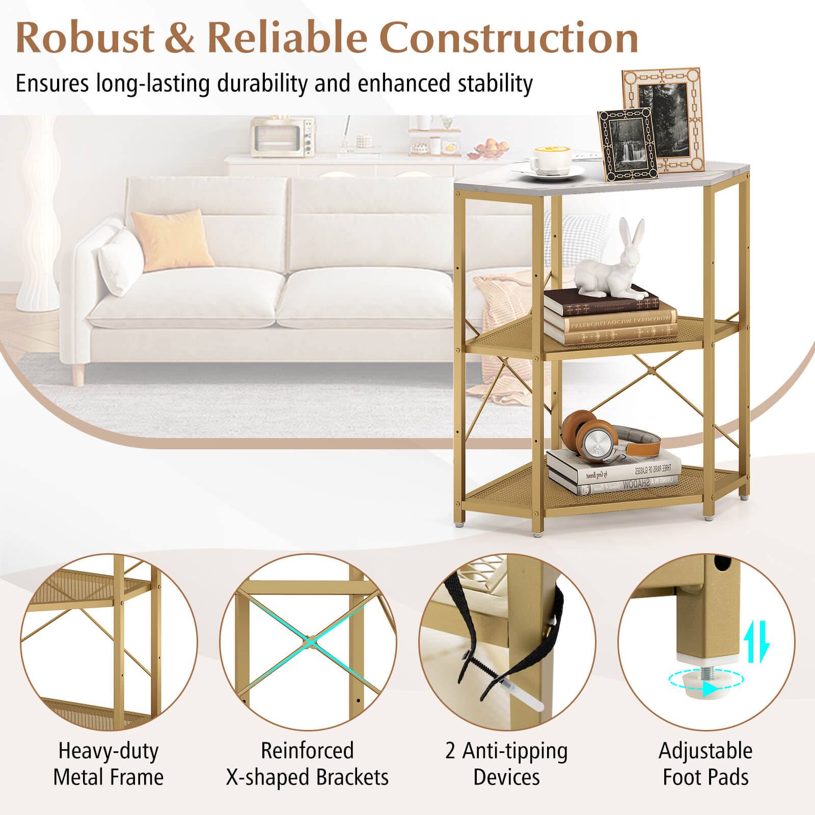Robust & Reliable Construction  
Ensures long-lasting durability and enhanced stability  

Heavy-duty Metal Frame  
Reinforced X-shaped Brackets  
2 Anti-tipping Devices  
Adjustable Foot Pads