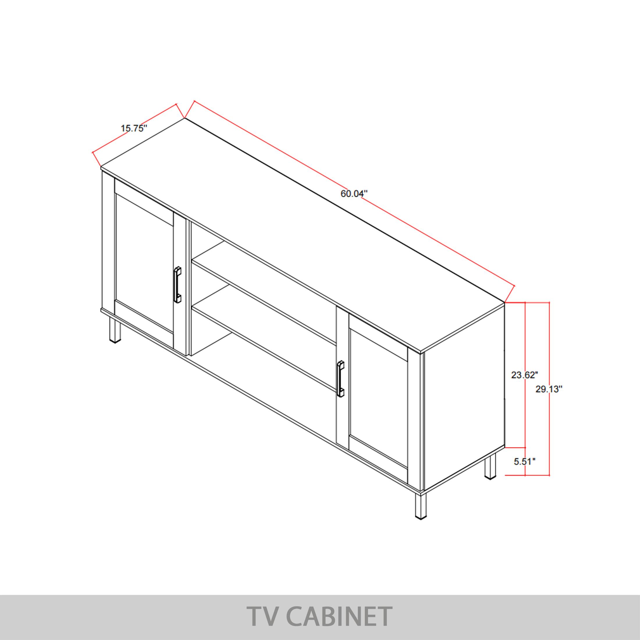 15.75", 60.04", 23.62", 29.13", 5.51" TV CABINET