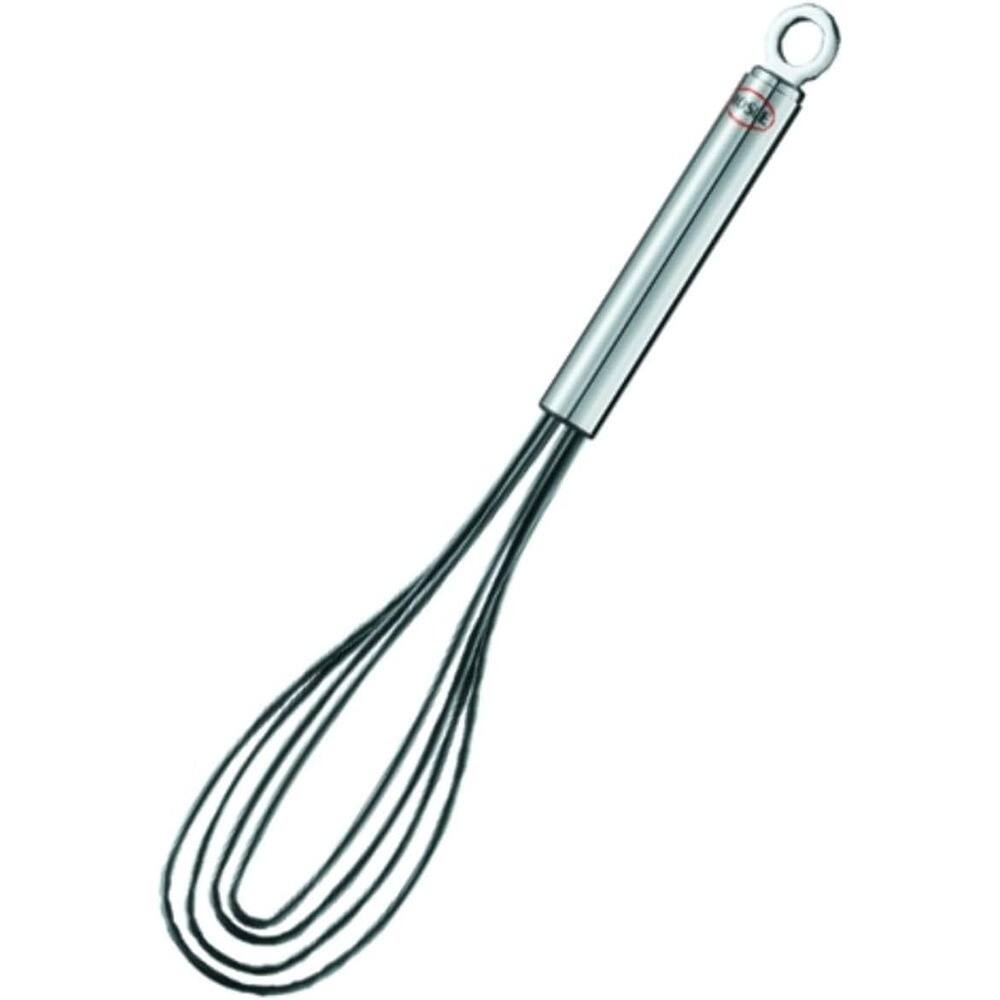 Angle. RTMB - Stainless Steel & Silicone Flat Egg Beater Whisk, 10.4-Inch Silver - Black.