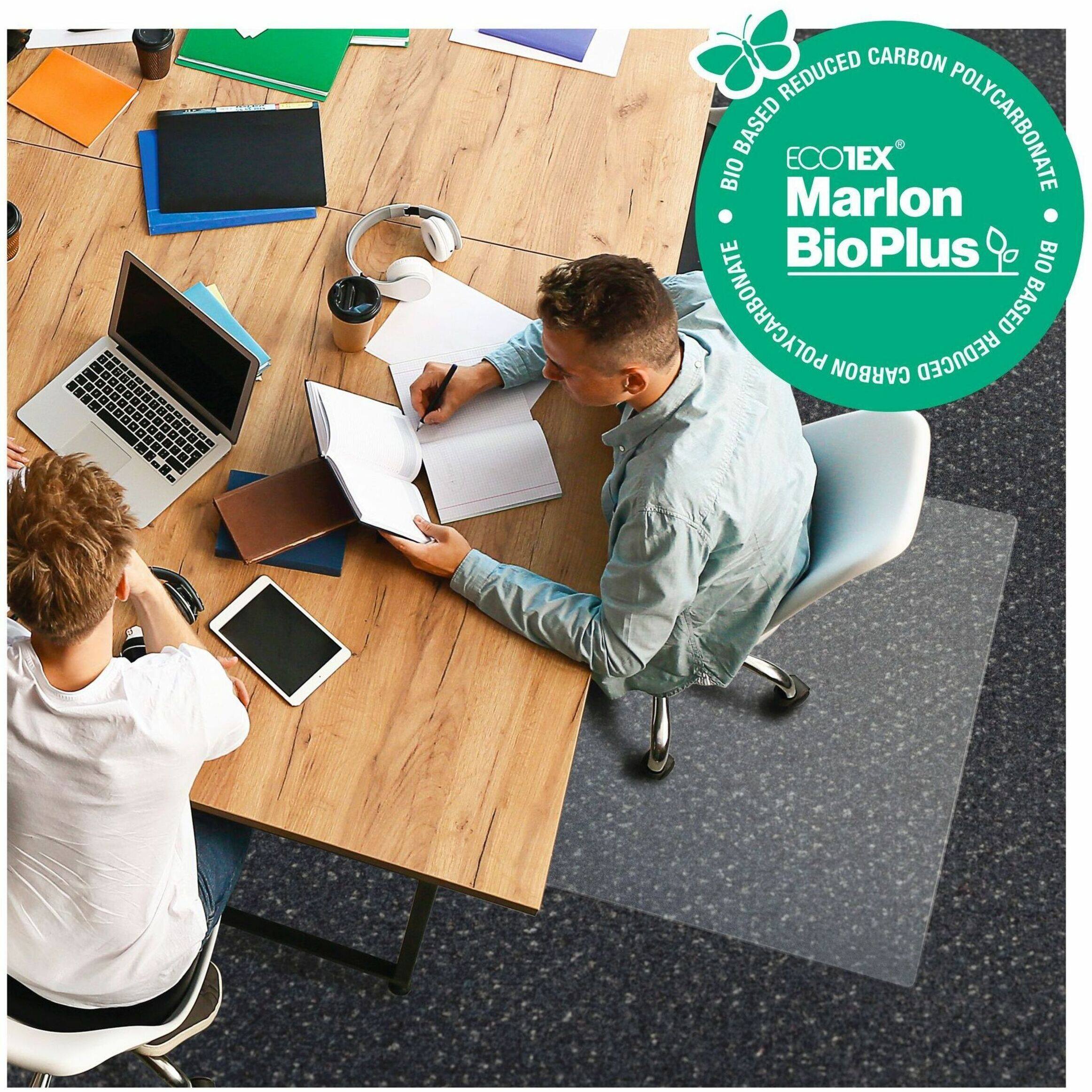 Alt View 16. Floortex - Floortex BioPlus Eco Friendly Carbon Neutral Chair Mat for Low / Medium Pile Carpets up to 1/2" thick - 29" x 47" - Clear.