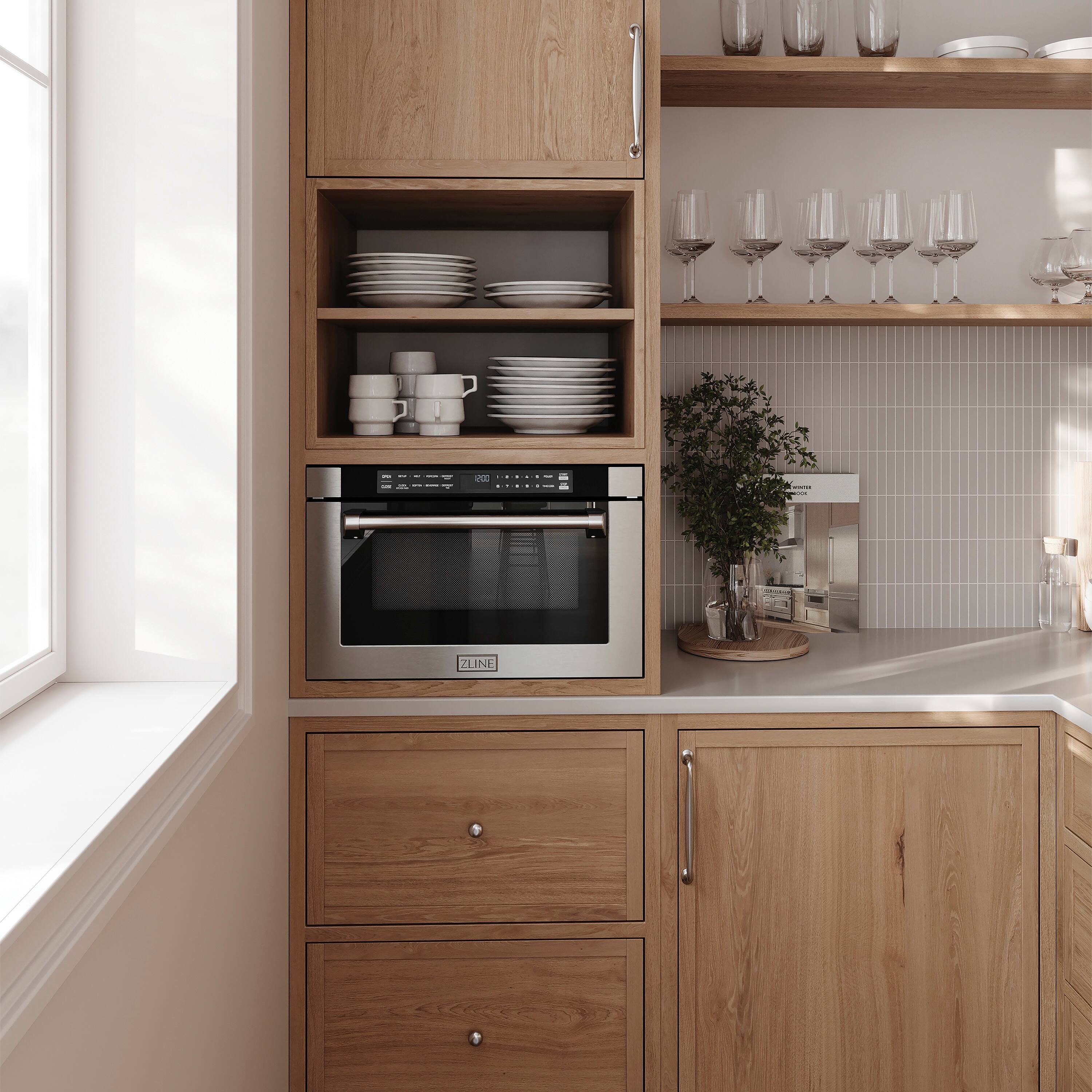 Alt View 7. ZLINE - 24 in. 1.2 cu. ft. Built-in Microwave Drawer with Traditional Handle in Stainless Steel - stainless steel.