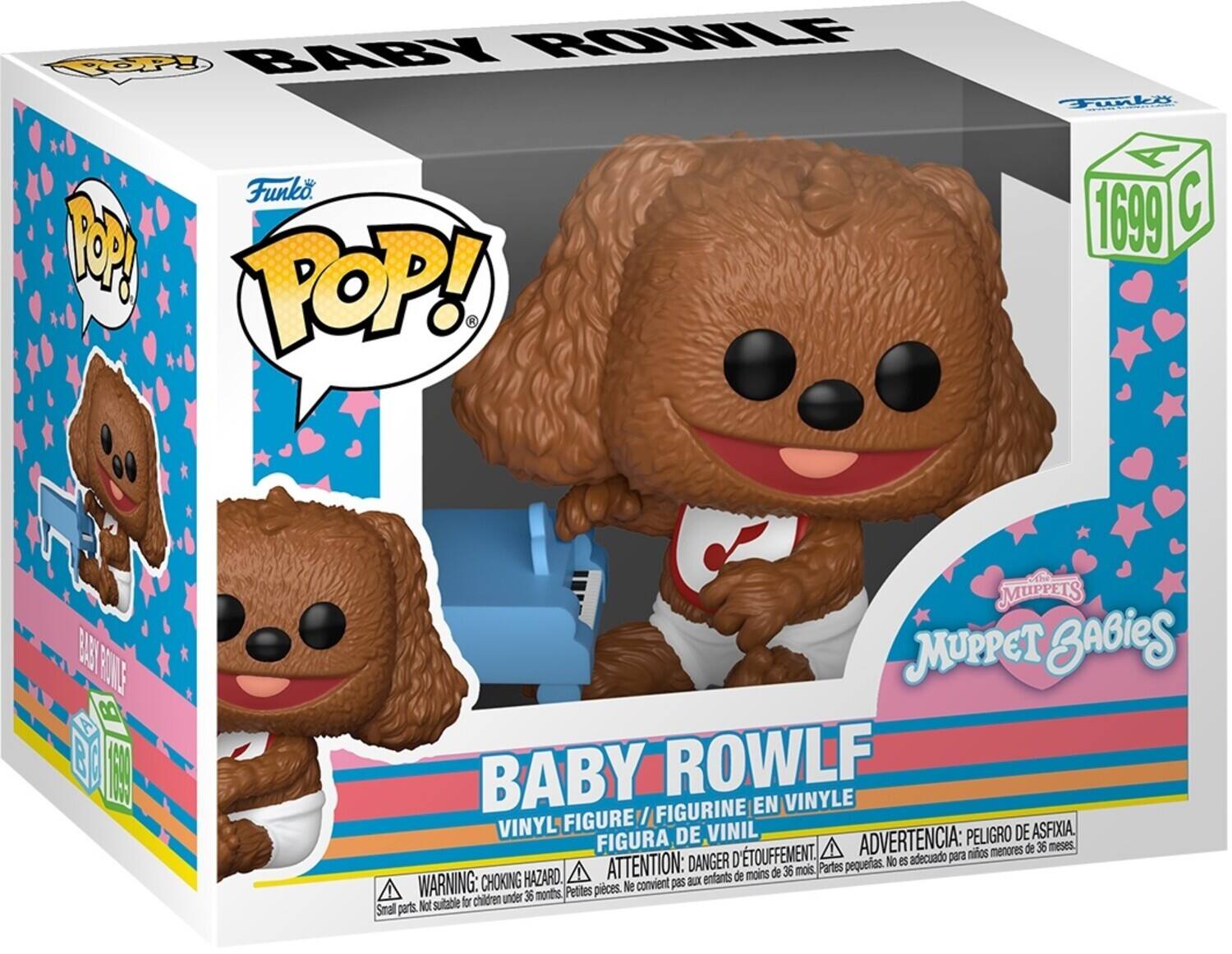 BABY ROWLF TSP Funko POP! TInLi A 1699 C A CINE I UPPETS MUPPET BABies BABY ROWLF FIGURINE EN VINYLE FIGURE 1 VINYL DE VINIL ADVERTENCIA: PELIGRO DE ASFIXIA. FIGURA mios menores de 36 meses. ATTENTION: DANGER D'TOUFFEMENT. Partes pequeas. No es adecuado para de moins de 36 mois. WARNING: CHOKING HAZARD. e convient pas aux enfants under 36 months Petites pices. Not suitable for children Smal parts.