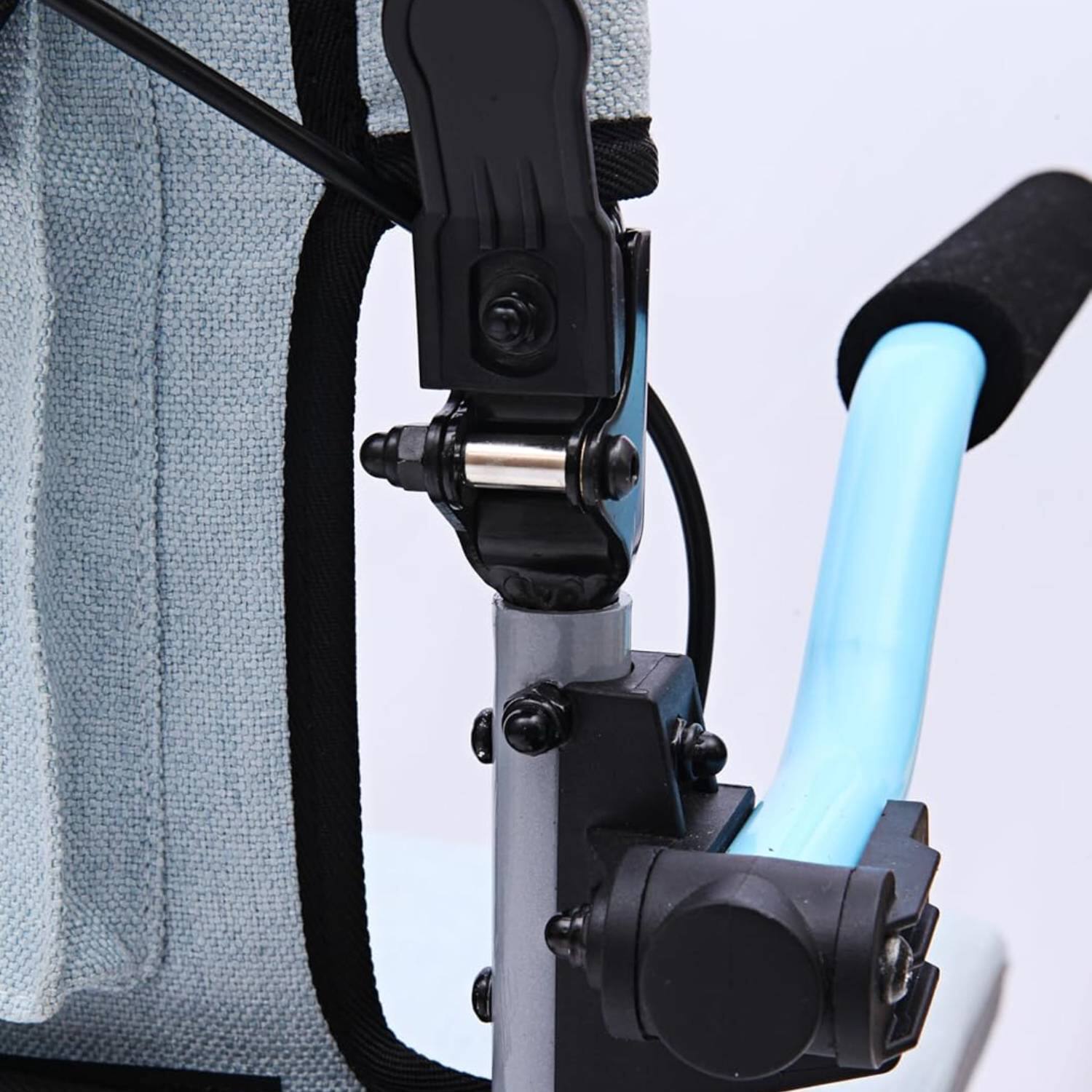 Back. Acekool - Ultra Lightweight Portable Folding Transport Wheelchair with Locking Handbrake - Grey+Blue.