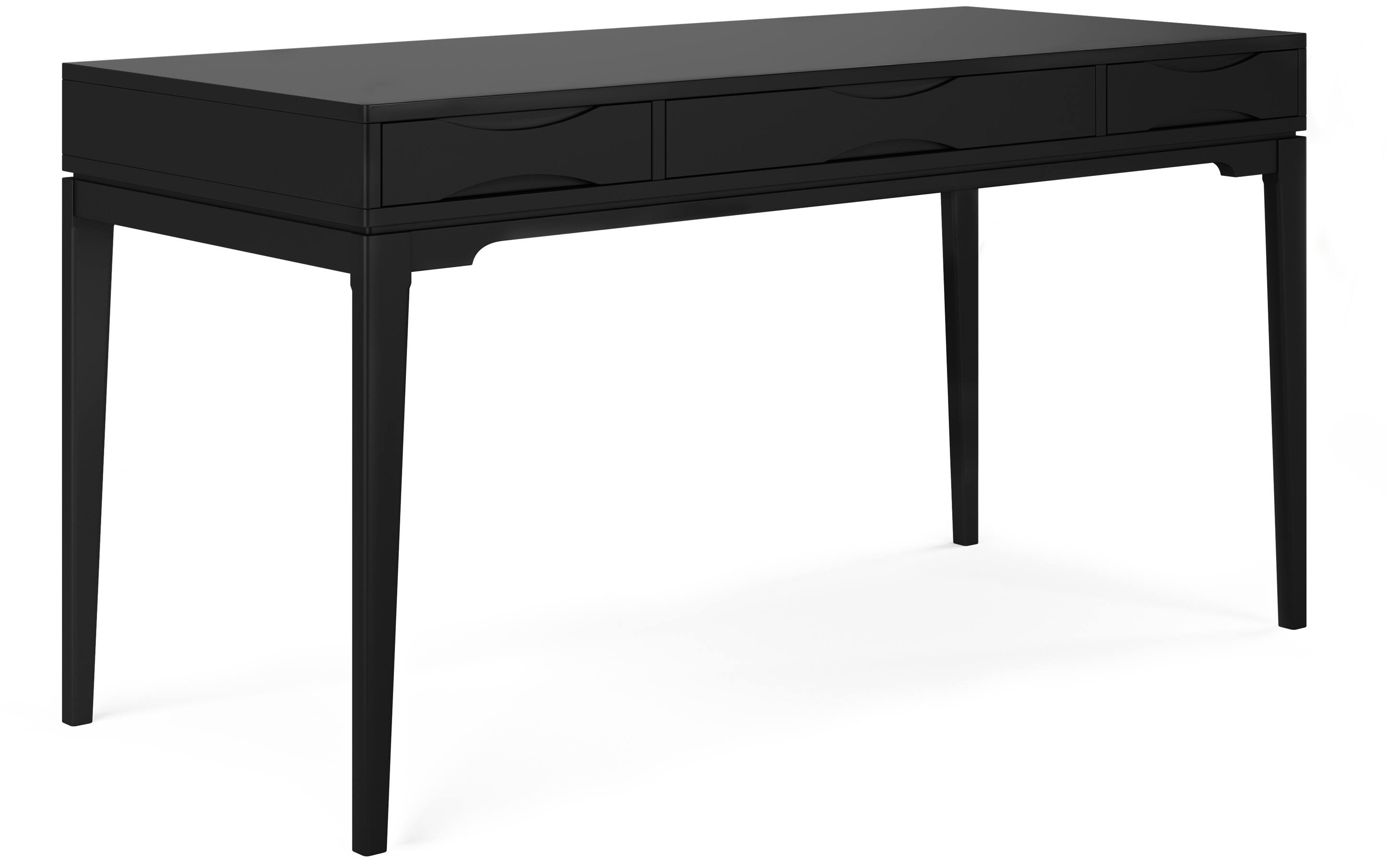 SIMPLIHOME Harper Desk - 60 Inch Wide Solid Hardwood Writing Desk in Black, Mid-Century Modern Home Office Computer Table for Workspace or Study with 2 Drawers and Flip-Down Keyboard Tray - Thumbnail 5