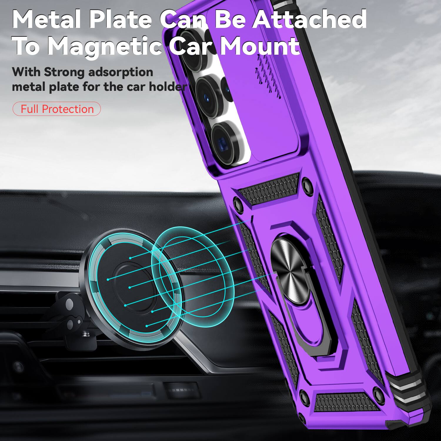 Metal Plate Can Be Attached To Magnetic Car Mount

With Strong adsorption metal plate for the car holder

Full Protection