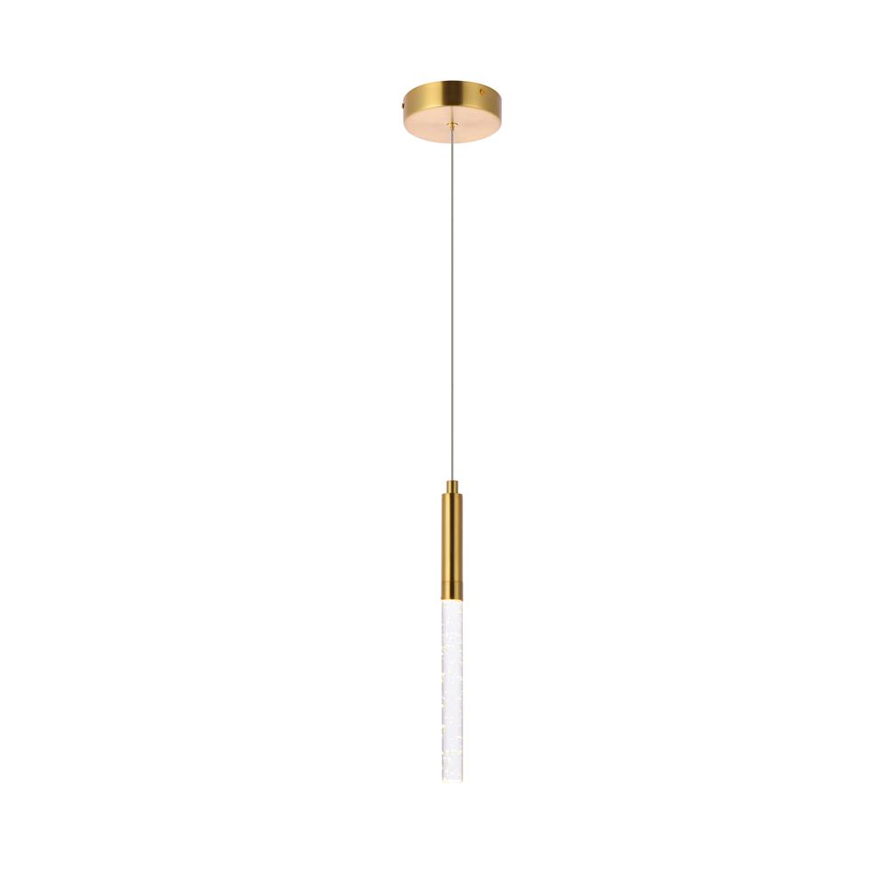 Angle. Elegant Lighting - Ruelle 1 light Gold Pendant - Gold.