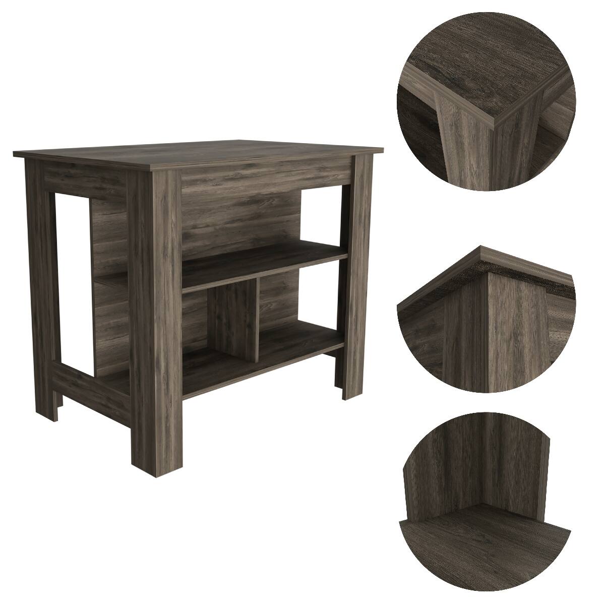 Loheer Cala Modern Rectangular Kitchen Island Dark Brown - Best Buy
