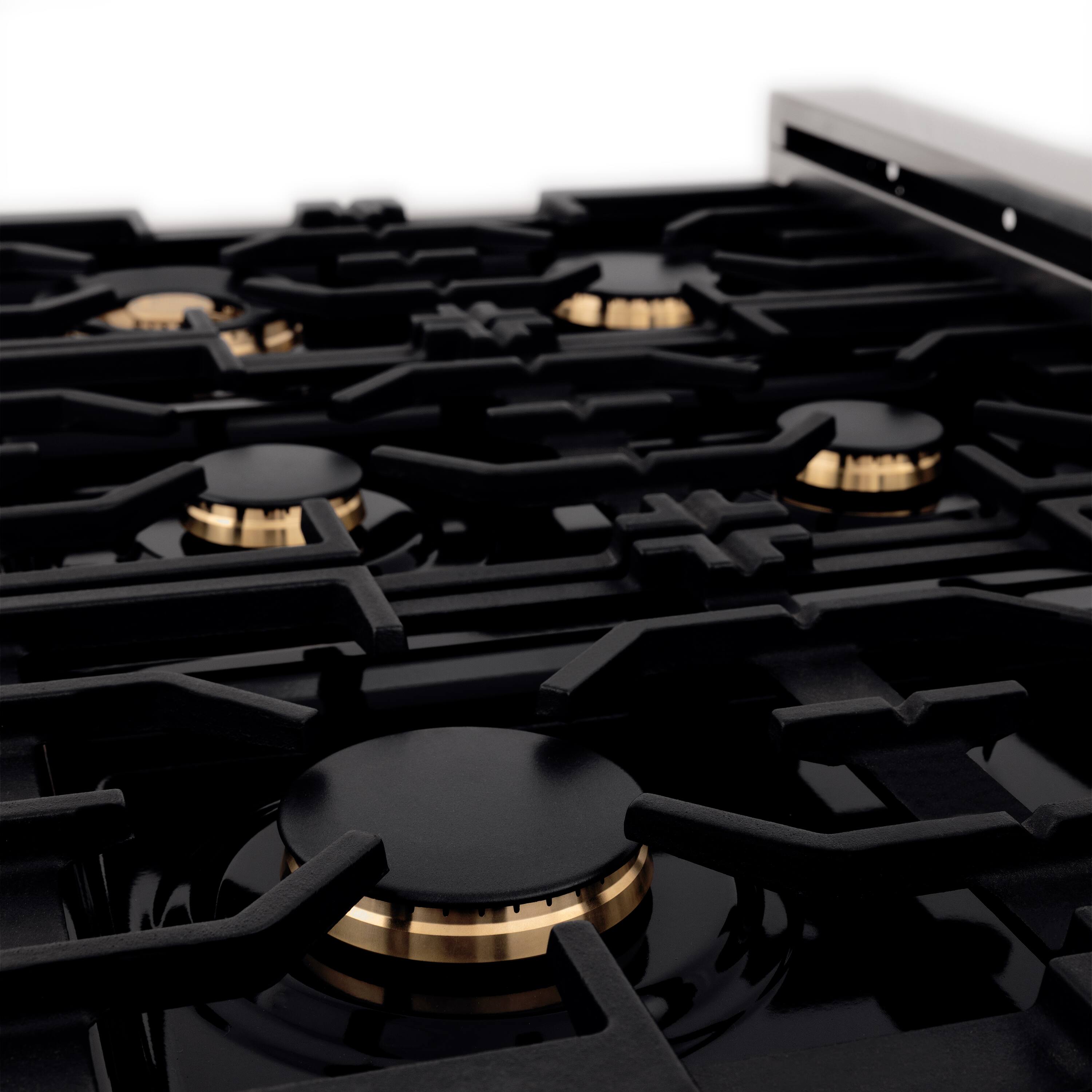 Alt View 3. ZLINE - ZLINE 36 in. Legacy Dual Fuel Range with 6 Brass Burners (RAS-SN-BR-36) - Satin Stainless Steel.