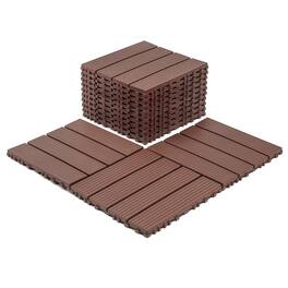 Mondawe - 44 packs of terrace decking tiles(12 x 12 inches) - Brown