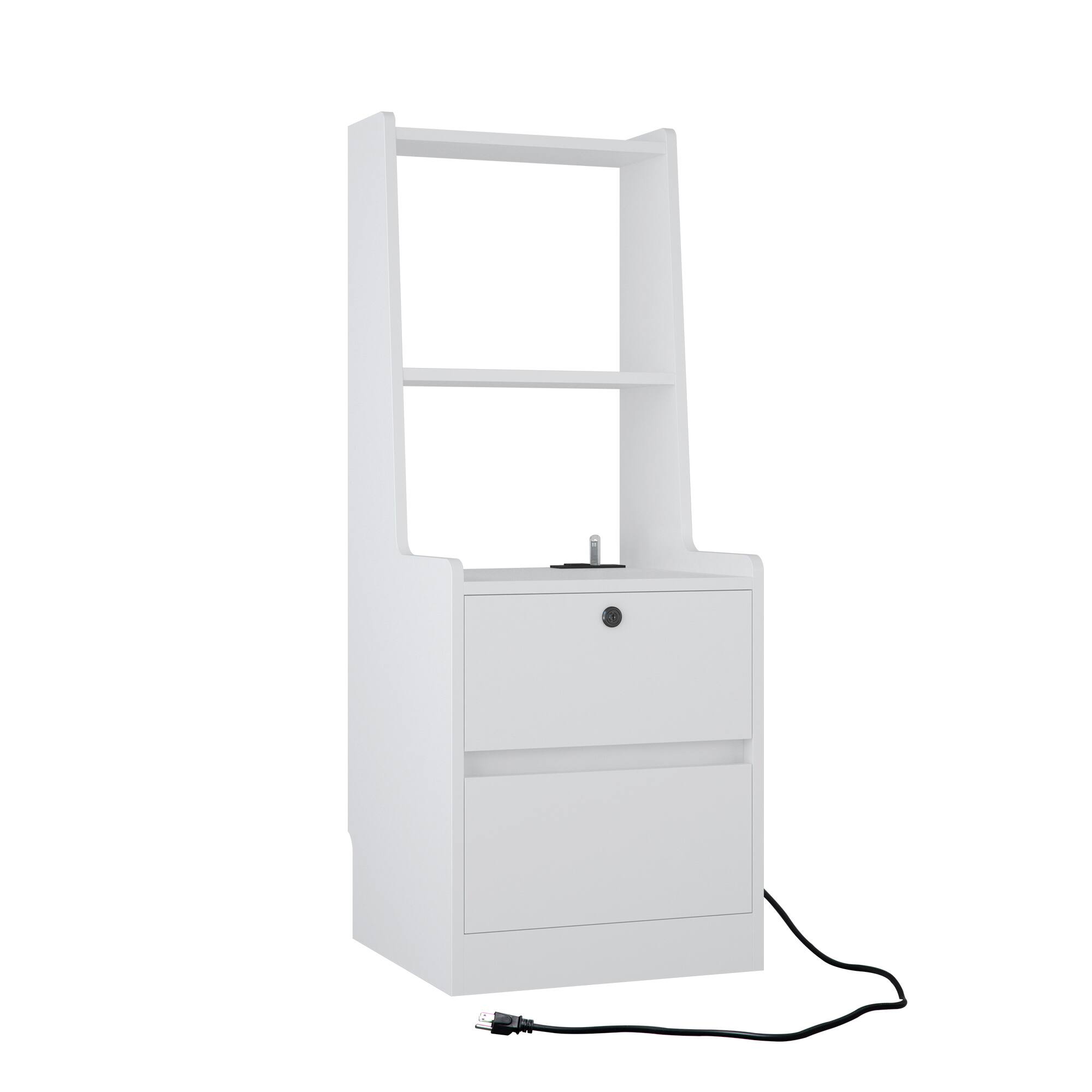 Back. Spaco - Spaco Nightstands Set of 2, Smart 2 Drawers Nightstand with Charging Station, USB C Ports, Night Light and Storage Shelf - White.