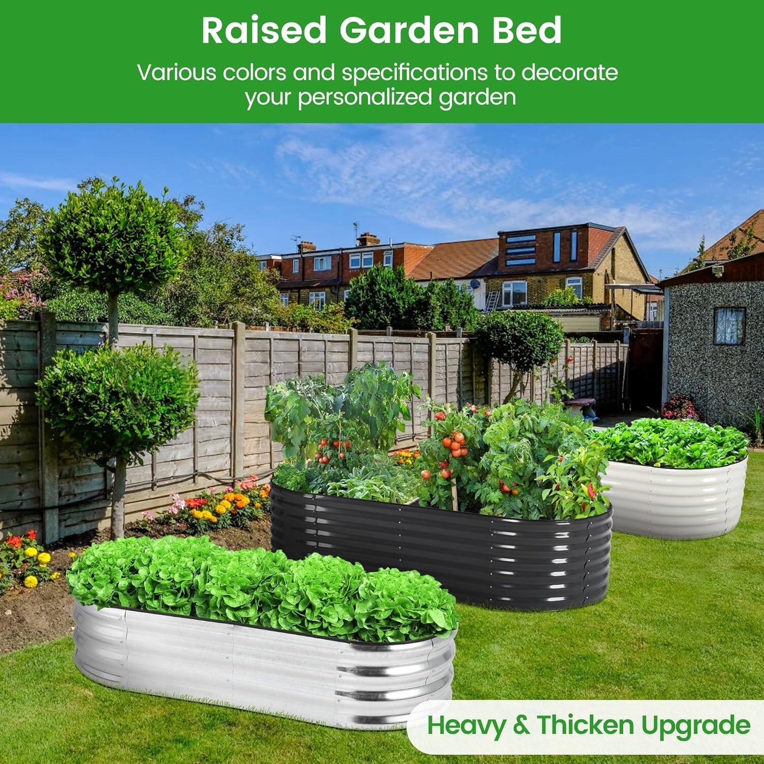 Raised Garden Bed  
Various colors and specifications to decorate your personalized garden  

Heavy & Thickened Upgrade