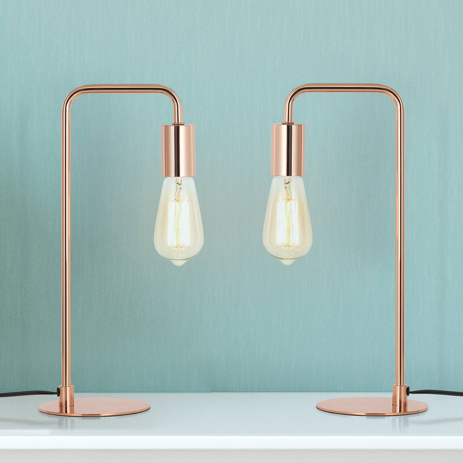 Angle. Oumilen - Industrial Set of 2 Edison Table Desk Lamp Nightstand Light Bedroom Office Dorm.