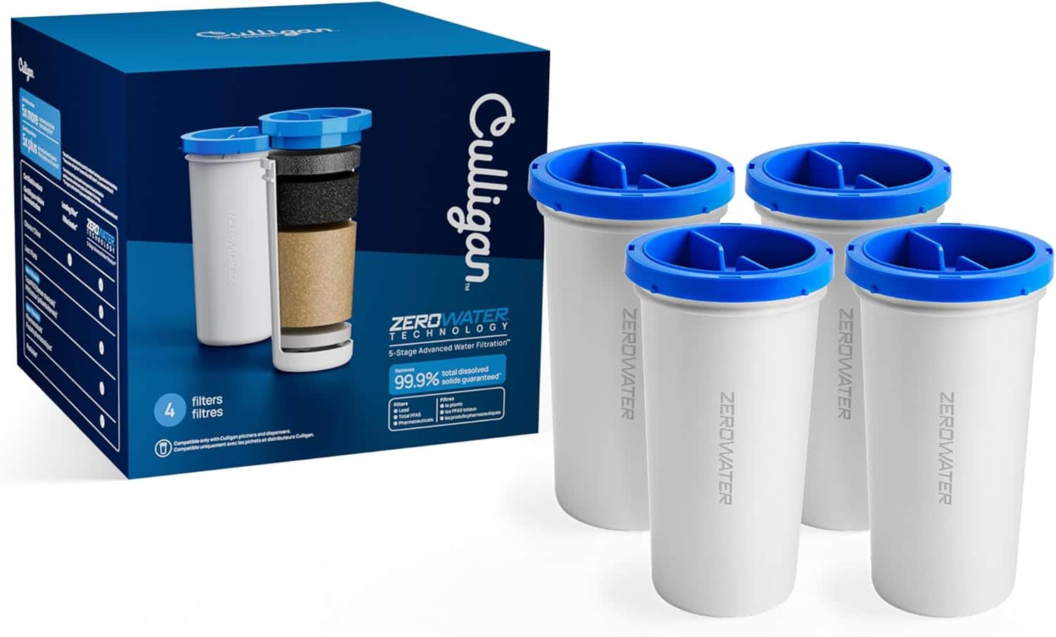Culligan - ZeroWater 4-Pack Replacement Filter, 5-Stage, Reduces Lead, PFAS, Mercury, Fluoride & Chlorine price history on PriceWatchPro