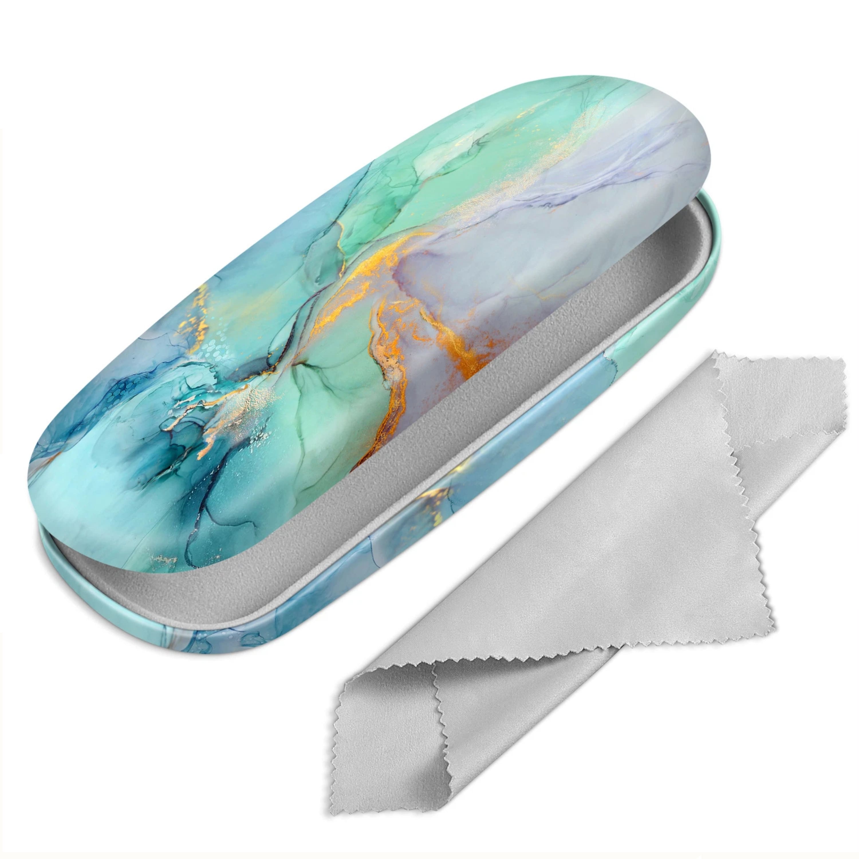 Kitcheniva - Durable Hard Shell Eyeglasses Box With Cleaning Cloth Protective Cover - Emerald Marble price history on PriceWatchPro