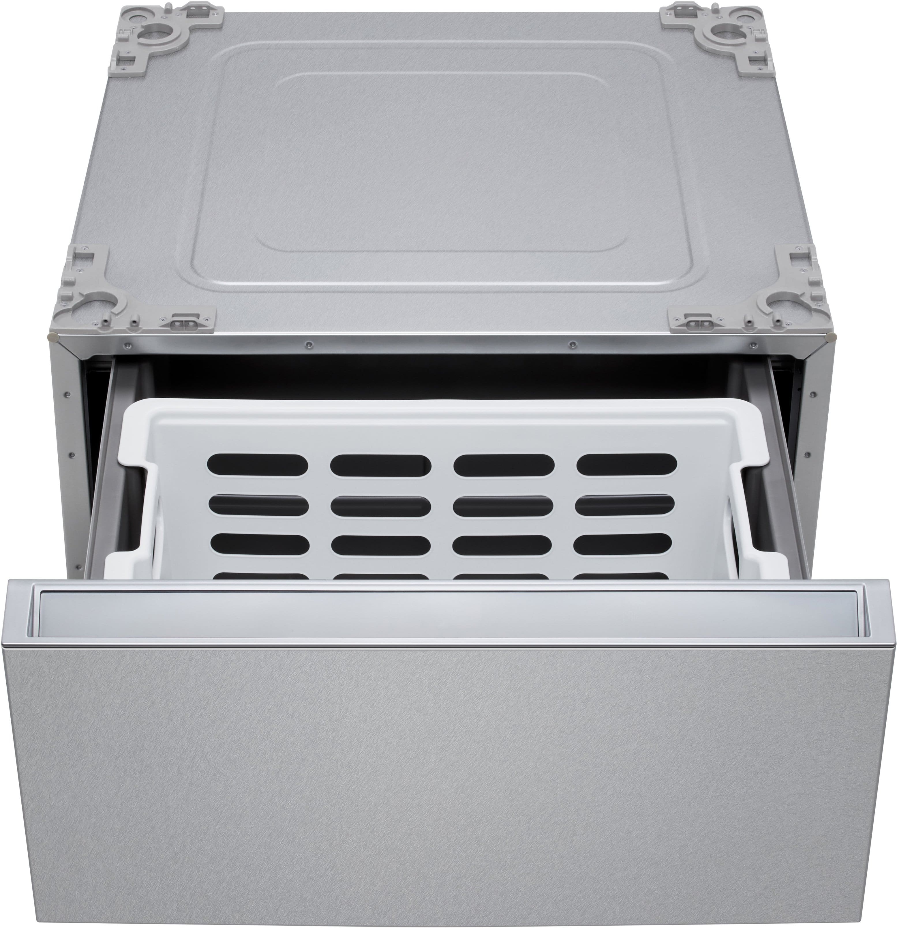 Back. LG - SIGNATURE 29" Laundry Pedestal with Storage Drawer - Brushed Platinum Steel.
