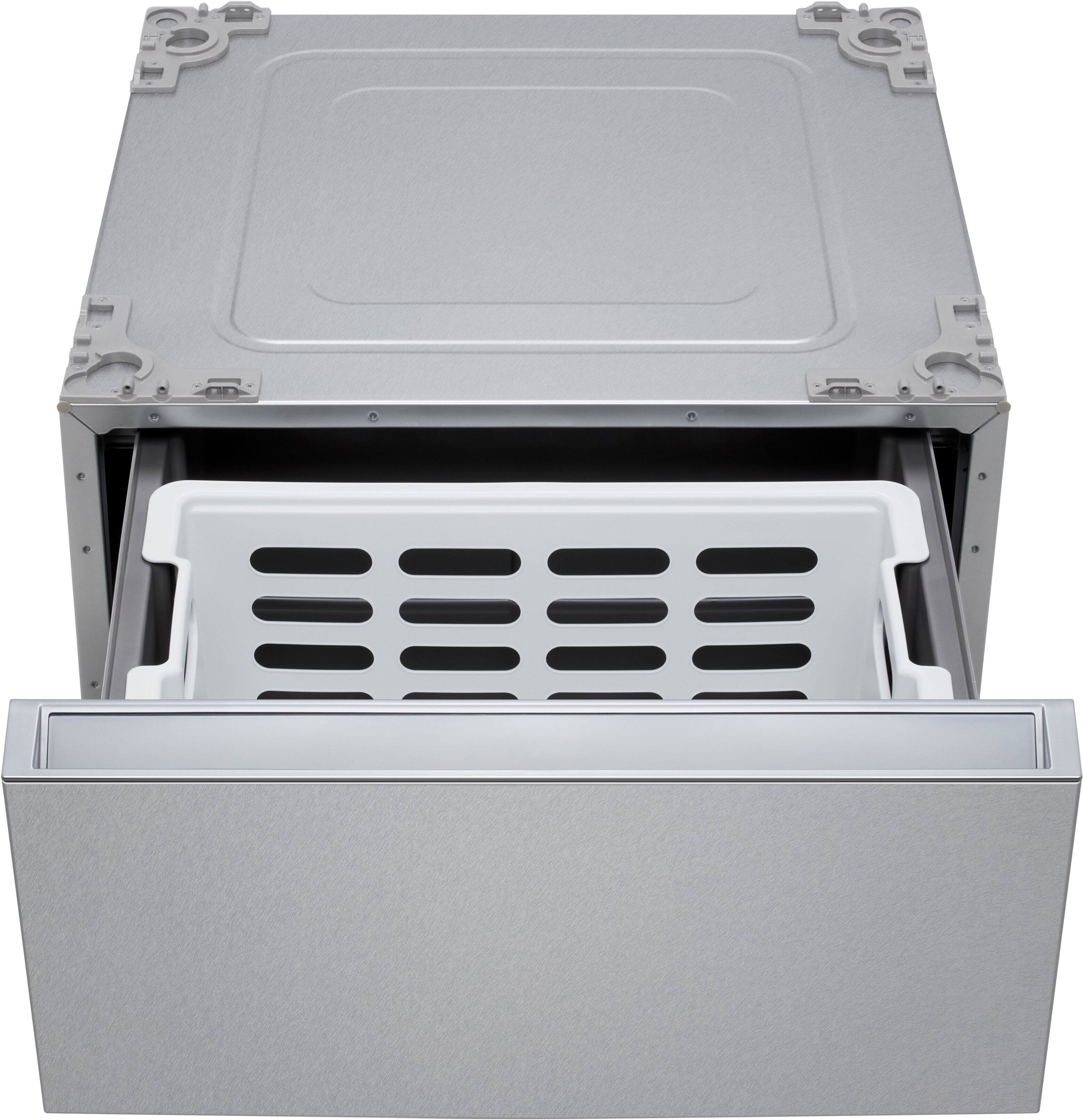 Back. LG - SIGNATURE 29" Laundry Pedestal with Storage Drawer - Brushed Platinum Steel.
