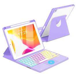 Pacoar Cade - Touchpad Case For Ipad 9th /8th/7th Generation 10.2 Inch 360 Degree Rotation Cover With Rainbow Backlit Wireless - Purple-For iPad 9th/8th/7th Gen/iPad Pro 10.5/Air