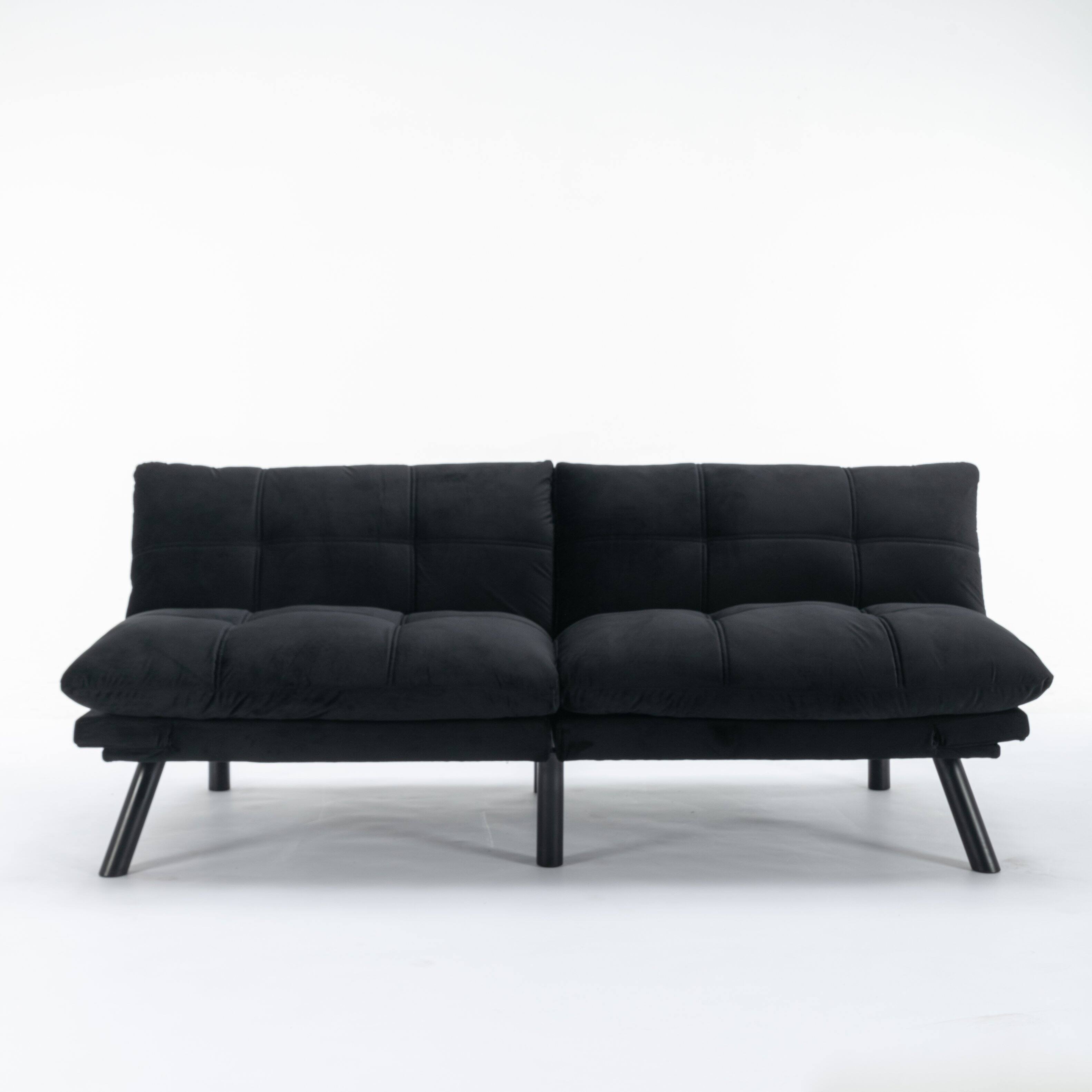 Alt View 1. Tiramisubest - Convertible Foldable Modern Sofa Bed,Futon Lazy Sofa Bed,Comfy Small Couch for Living Room and Bedroom,Black - Black.