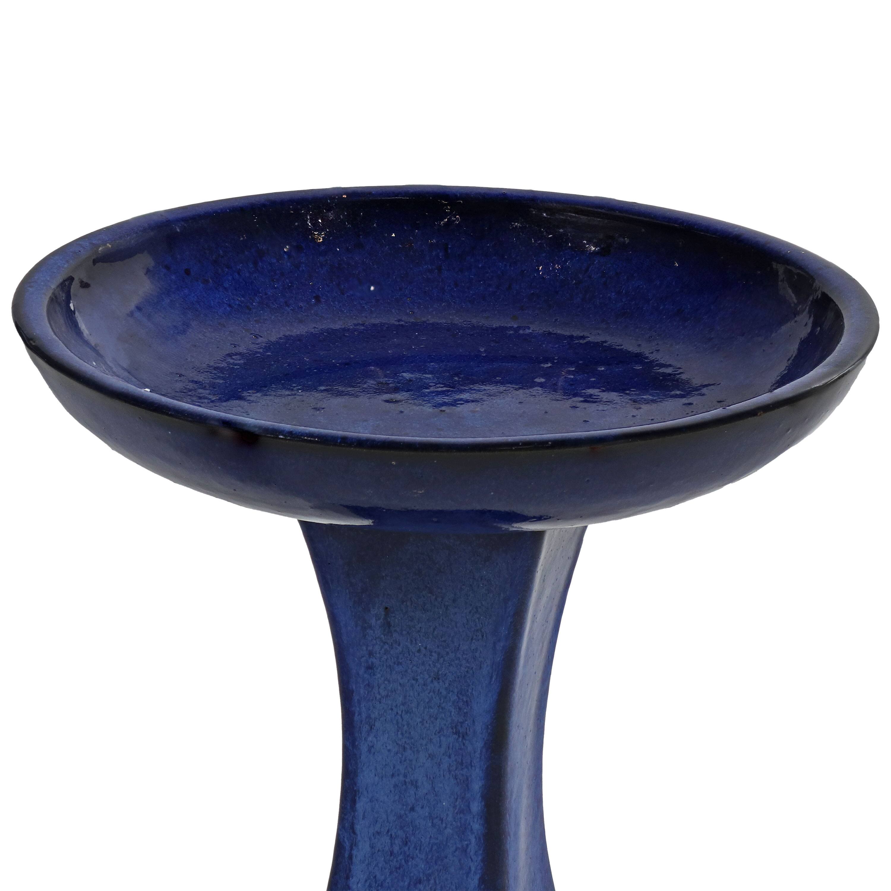 Alt View 8. Sunnydaze - Nantes Ceramic Bird Bath - 16" H - Blue.