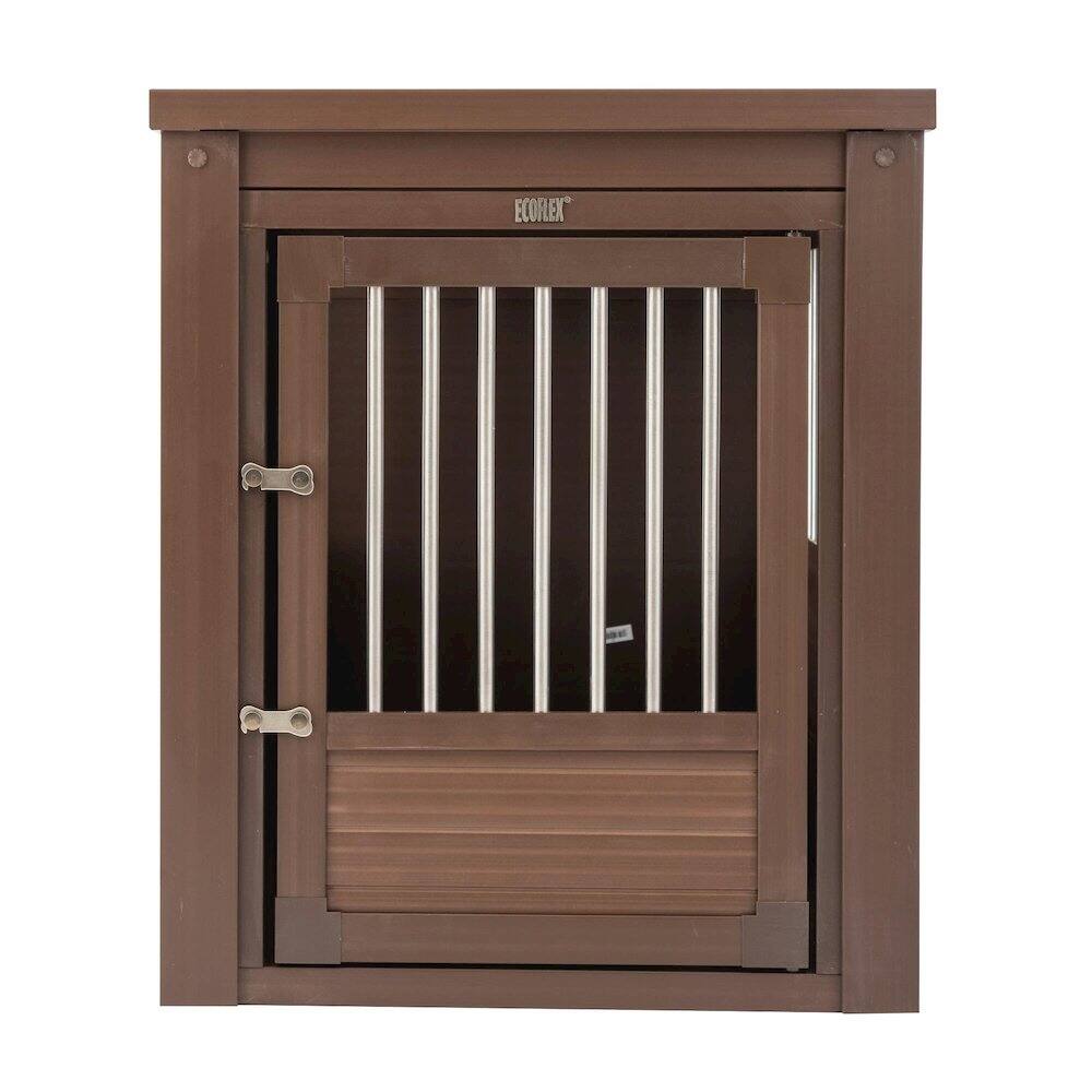 Angle. New Age Pet - ECOFLEX Dog Crate End Table - Russet Large.