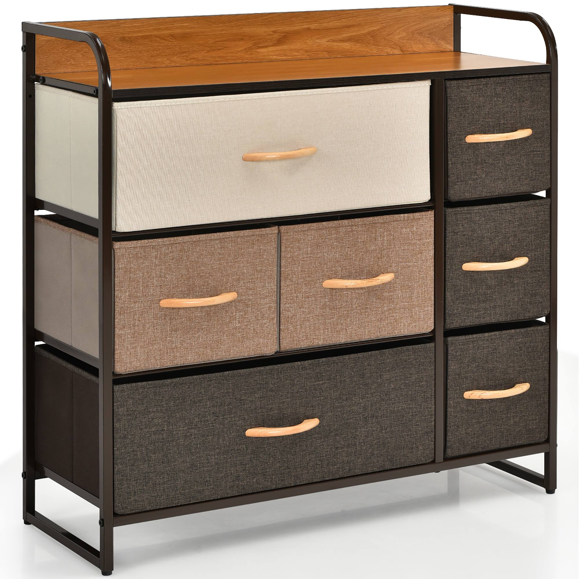 Costway - 7-Drawer Dresser Storage 3-Tier Organizer Tower Steel Frame Wooden Top - Cream price history on PriceWatchPro