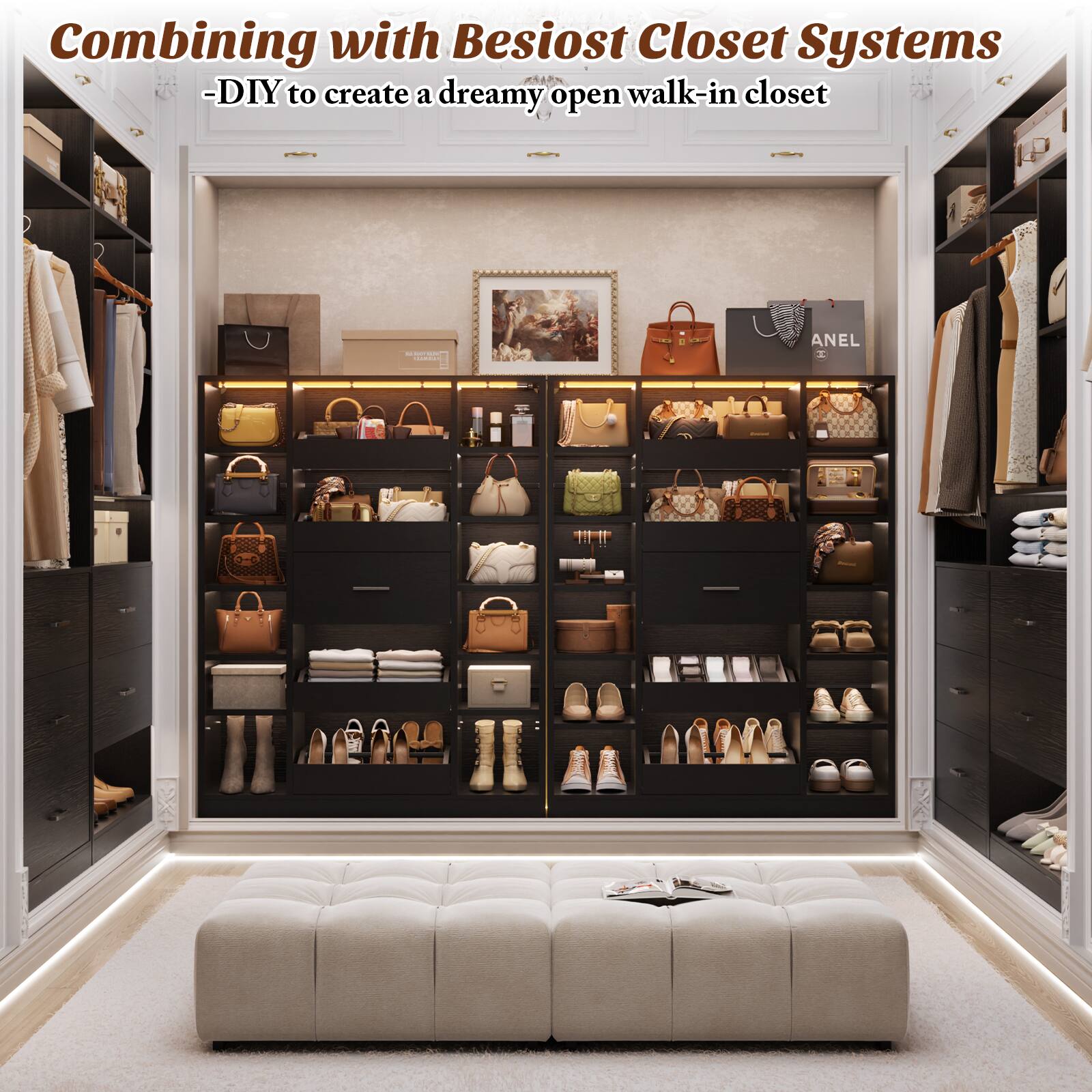 Combining with Besiost Closet Systems -DIY to create a dreamy open walk-in closet
