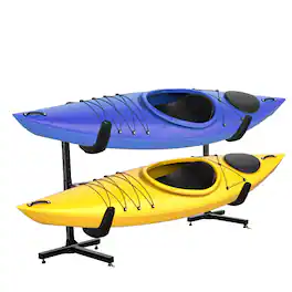 RaxGo - Freestanding 2 Kayak Rack, Heavy Duty Kayak Stand for Indoor, Outdoor, or Dock - Standard - Black