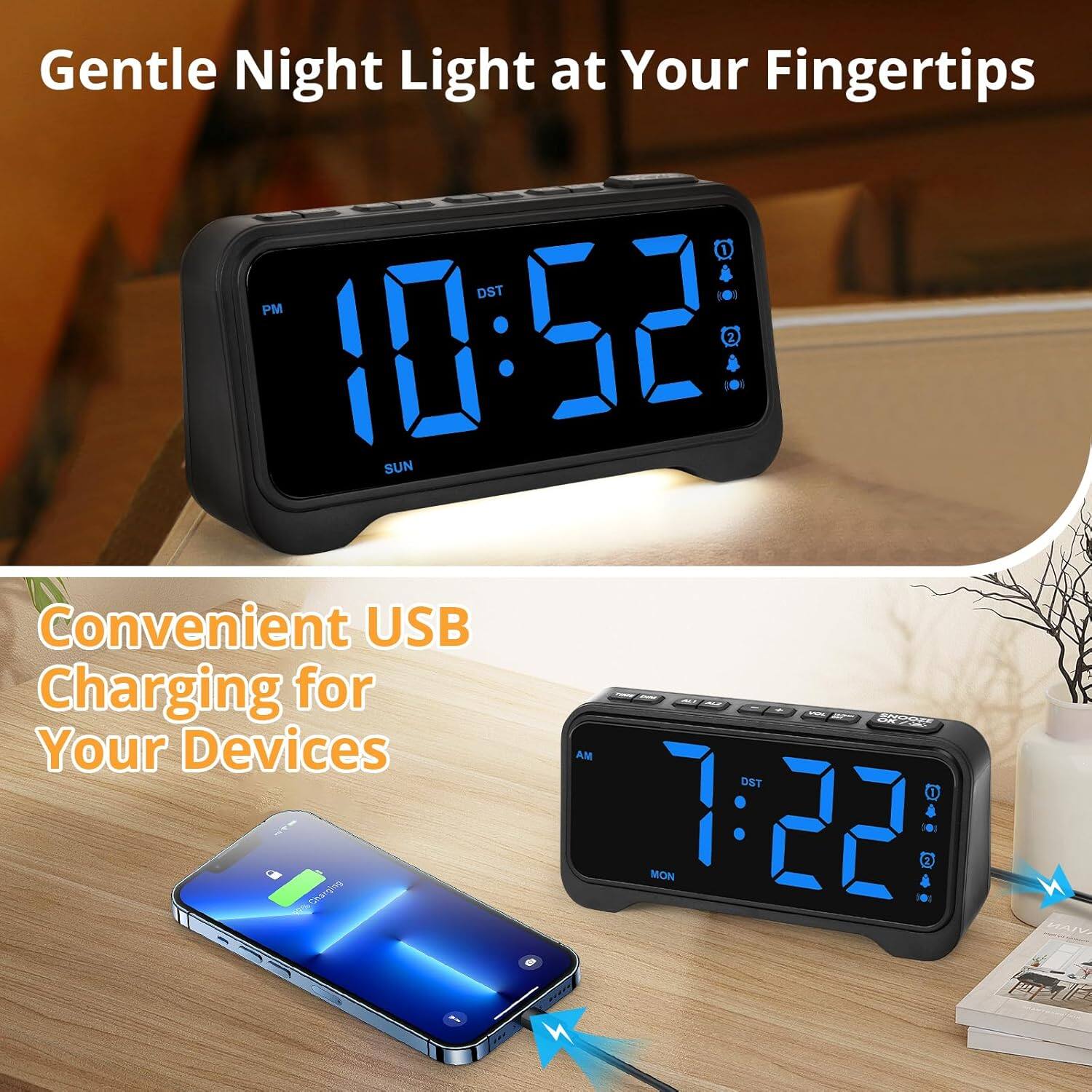 Gentle Night Light at Your Fingertips

Convenient USB Charging for Your Devices