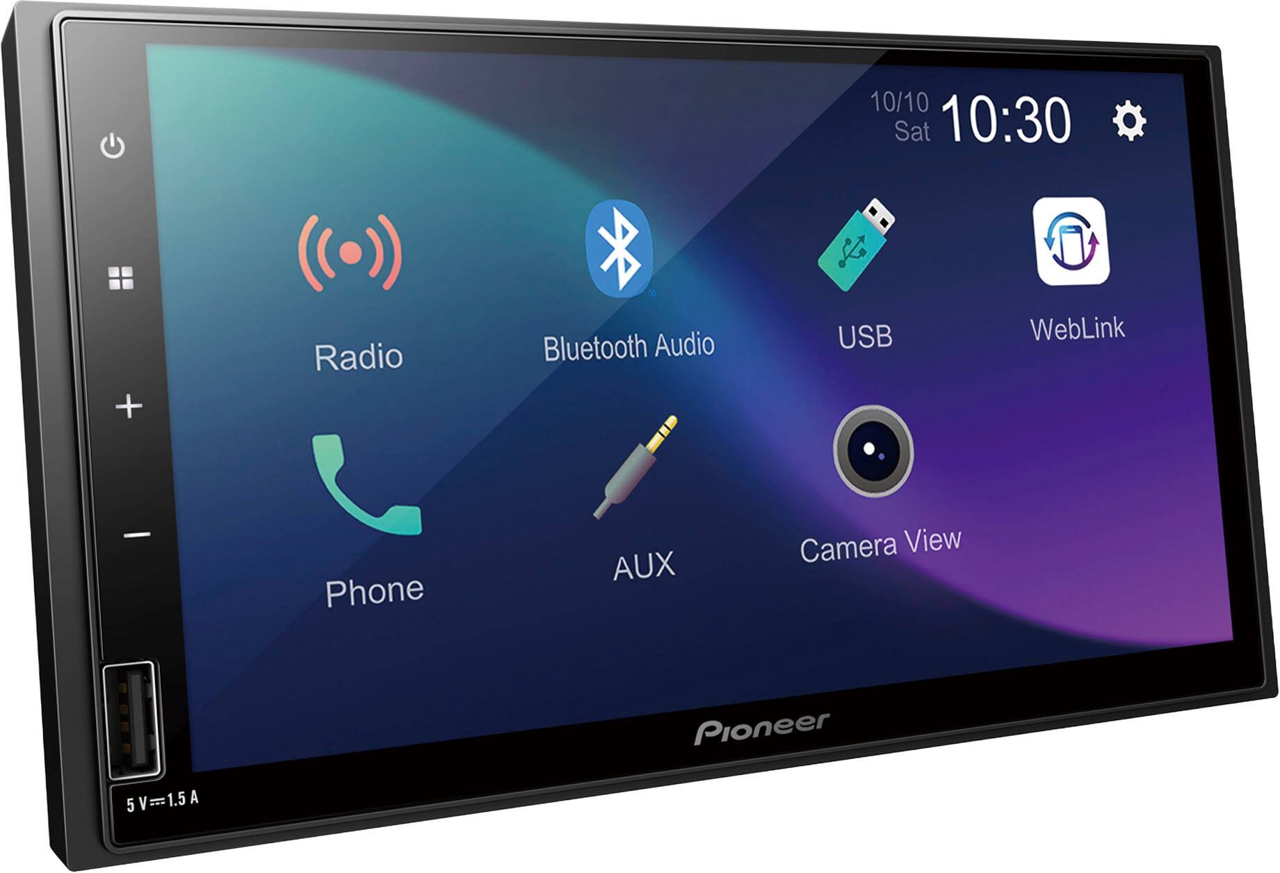10/10 Sat 10:30  
D +  
Radio Bluetooth Audio USB WebLink - Phone AUX Camera View  
Pioneer  
5V=1.5A