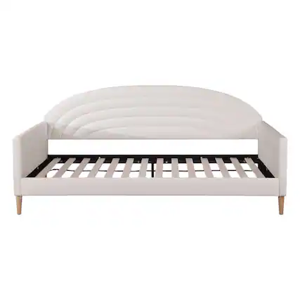 Front. SlickBlue - Mid-Century Modern Velvet Upholstered Daybed for Bedroom or Living Room - White.