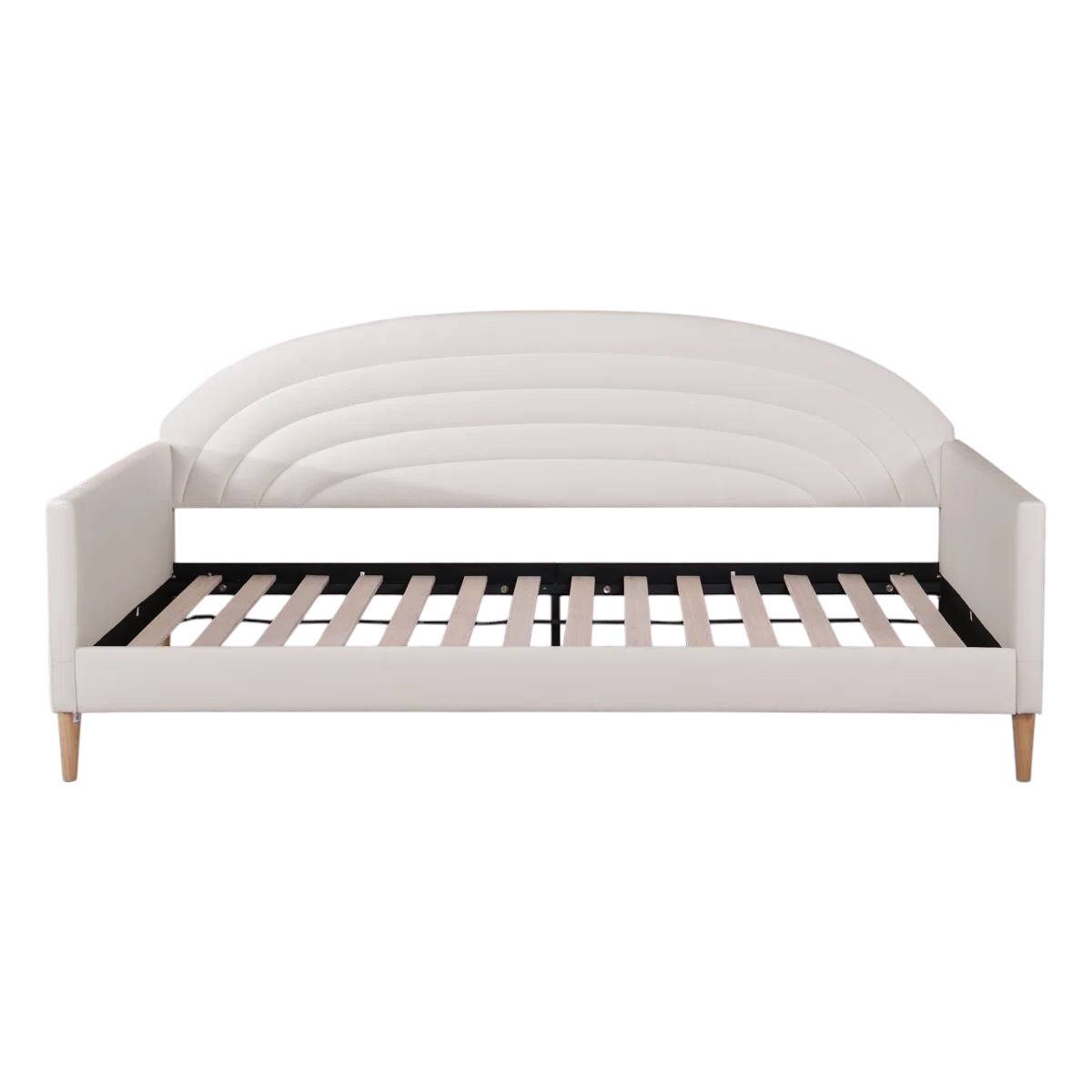 Front. SlickBlue - Mid-Century Modern Velvet Upholstered Daybed for Bedroom or Living Room - White.