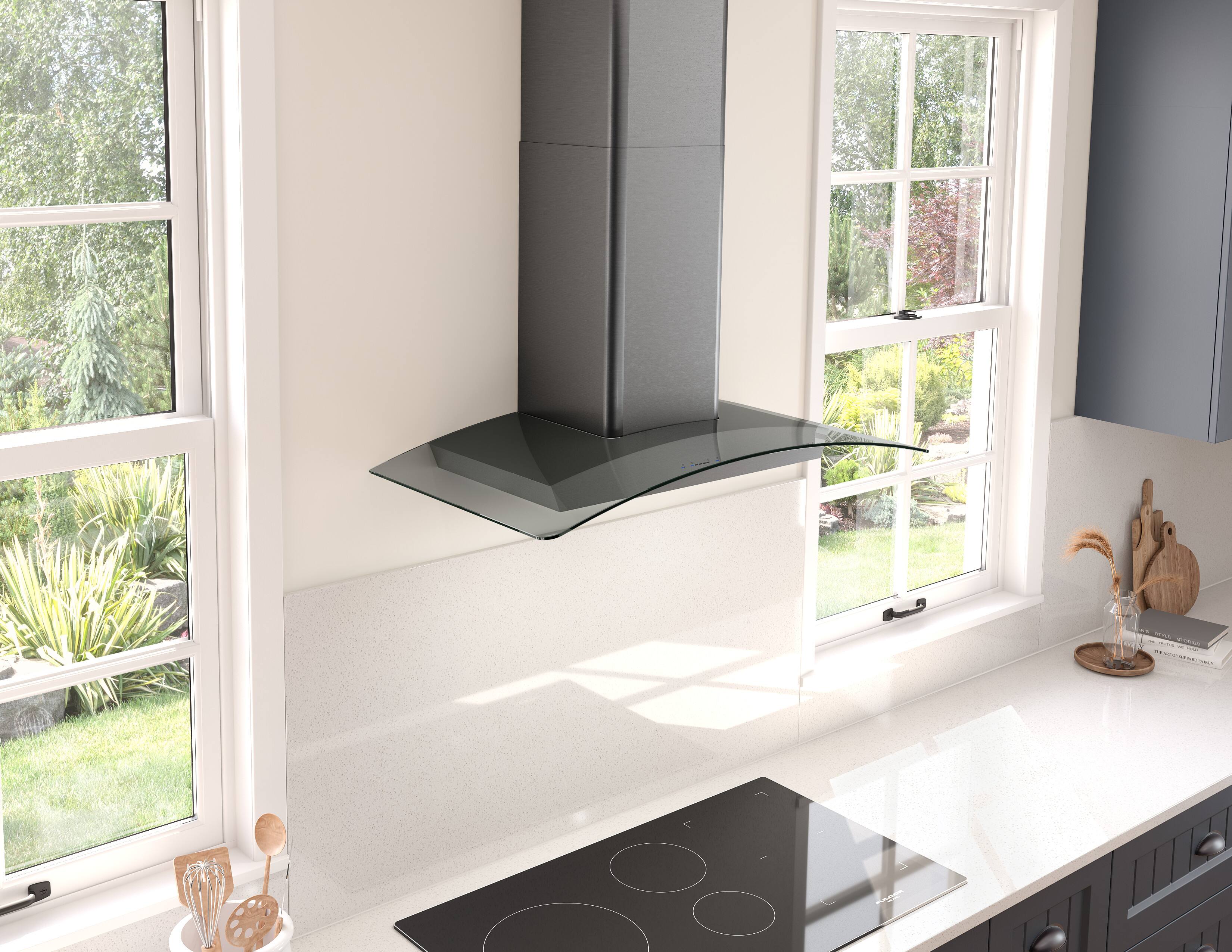 Alt View 14. Zephyr - Ravenna 30 in. 600 CFM Wall Mount Range Hood with LED Light - Black Stainless Steel.