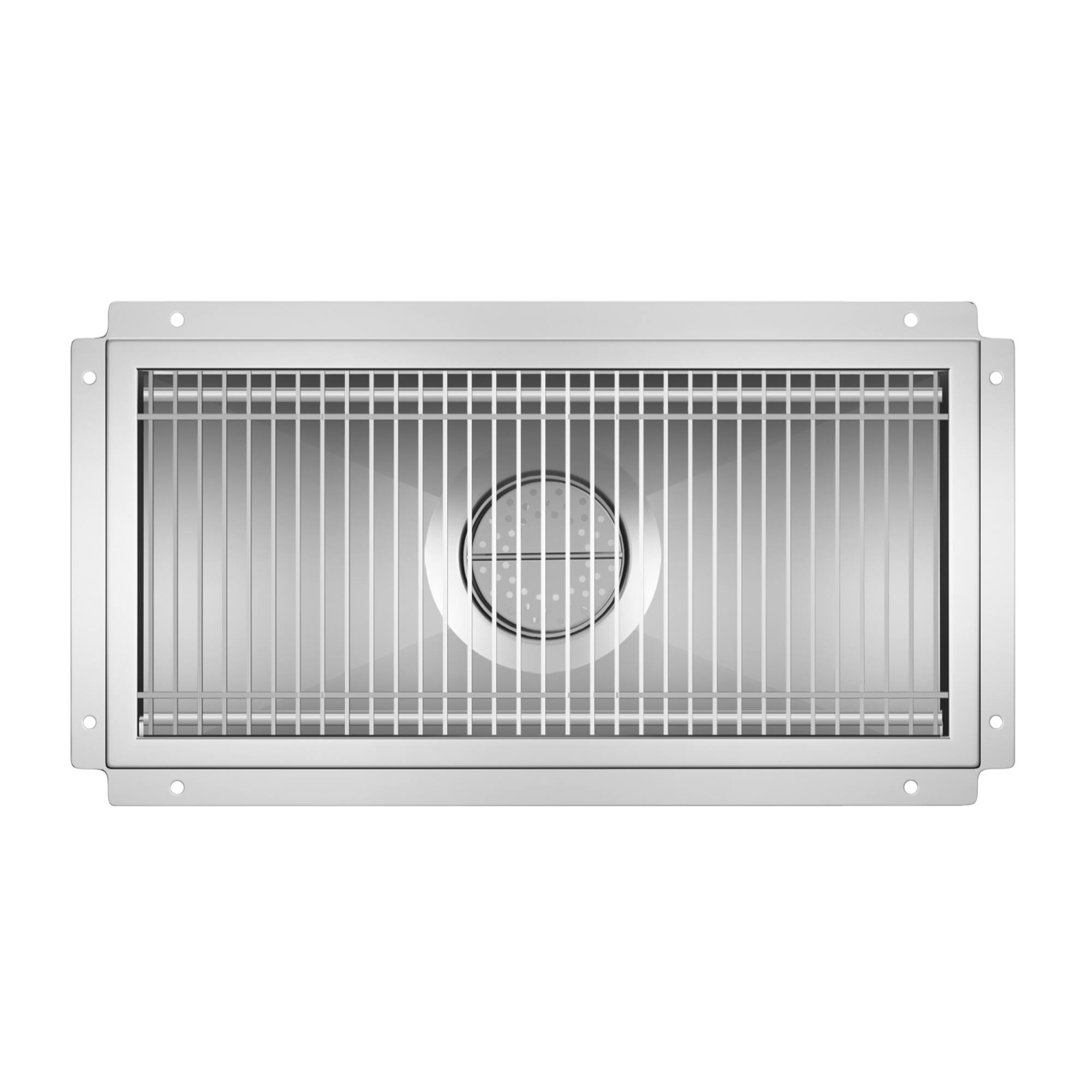 Alt View 1. Koolmore - 12" x 24" Stainless Steel Floor Trough Drain, 14-Gauge with Subway-Style Grating & Removable Drain Basket, NSF Listed - Stainless-Steel.