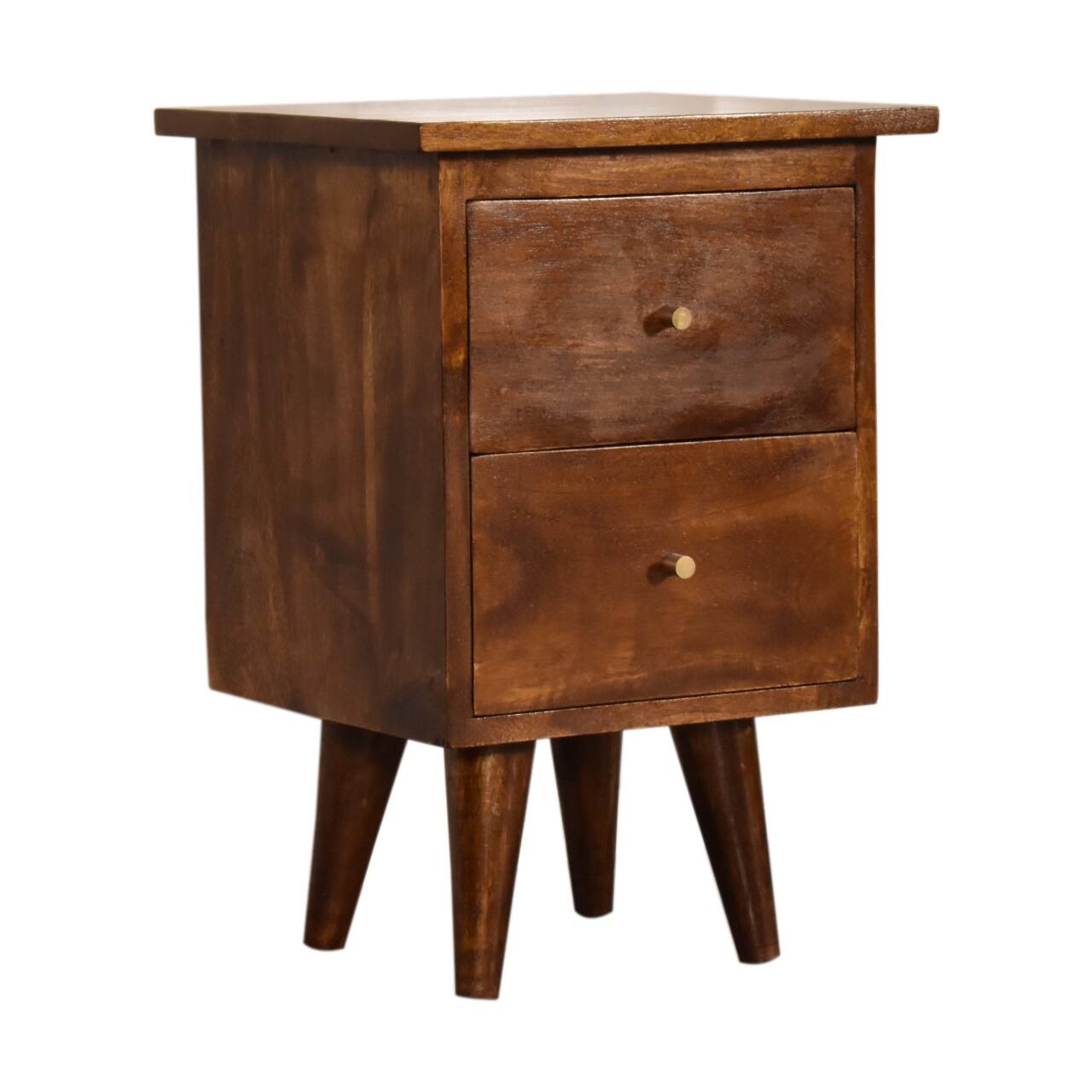 Angle. Artisan Furniture - Artisan Furniture Solid Wood Chestnut Nightstand, 2 Drawers, Brown - Chestnut.