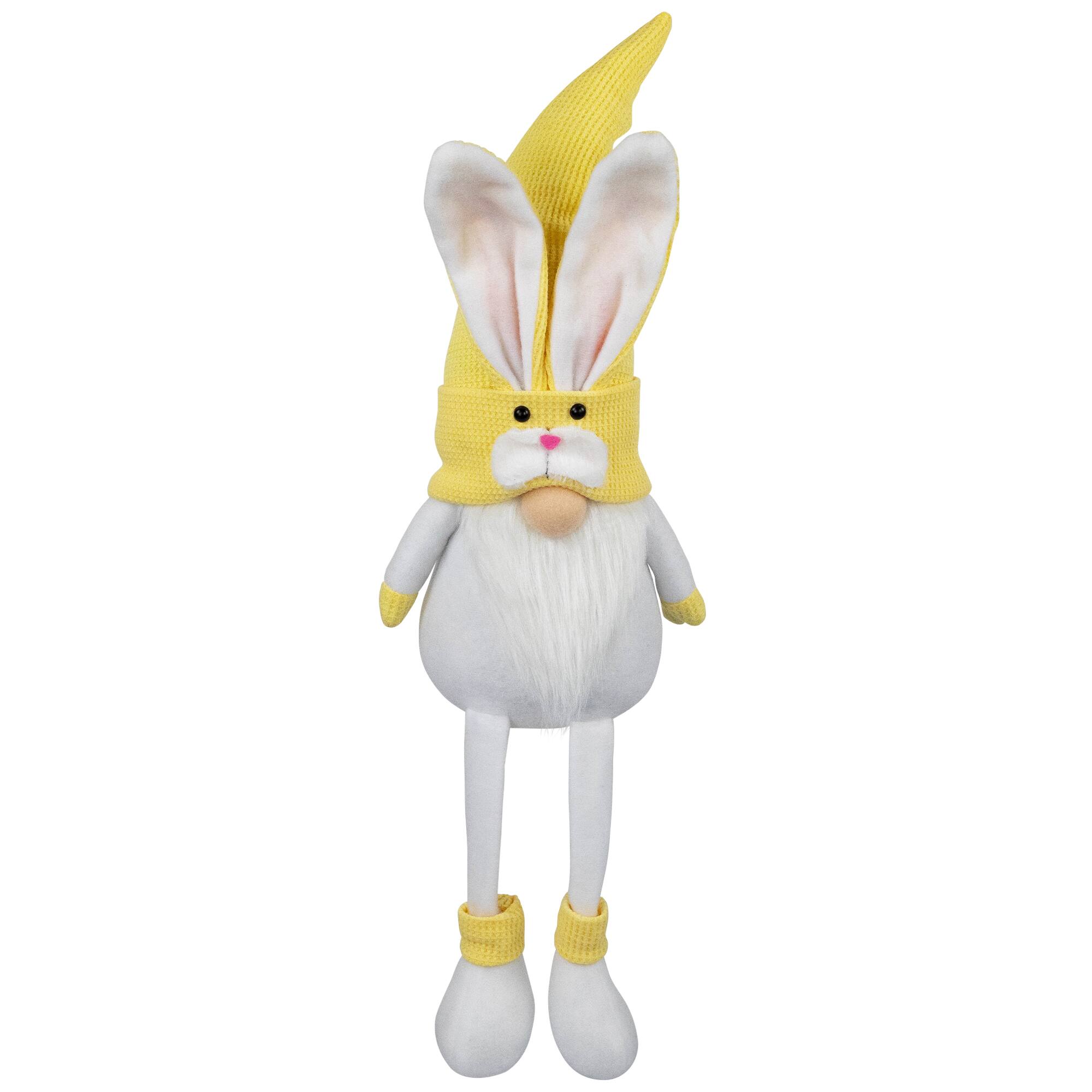 Front. Northlight - Sitting Bunny Gnome Easter Figurine - 20" - Yellow - Yellow.