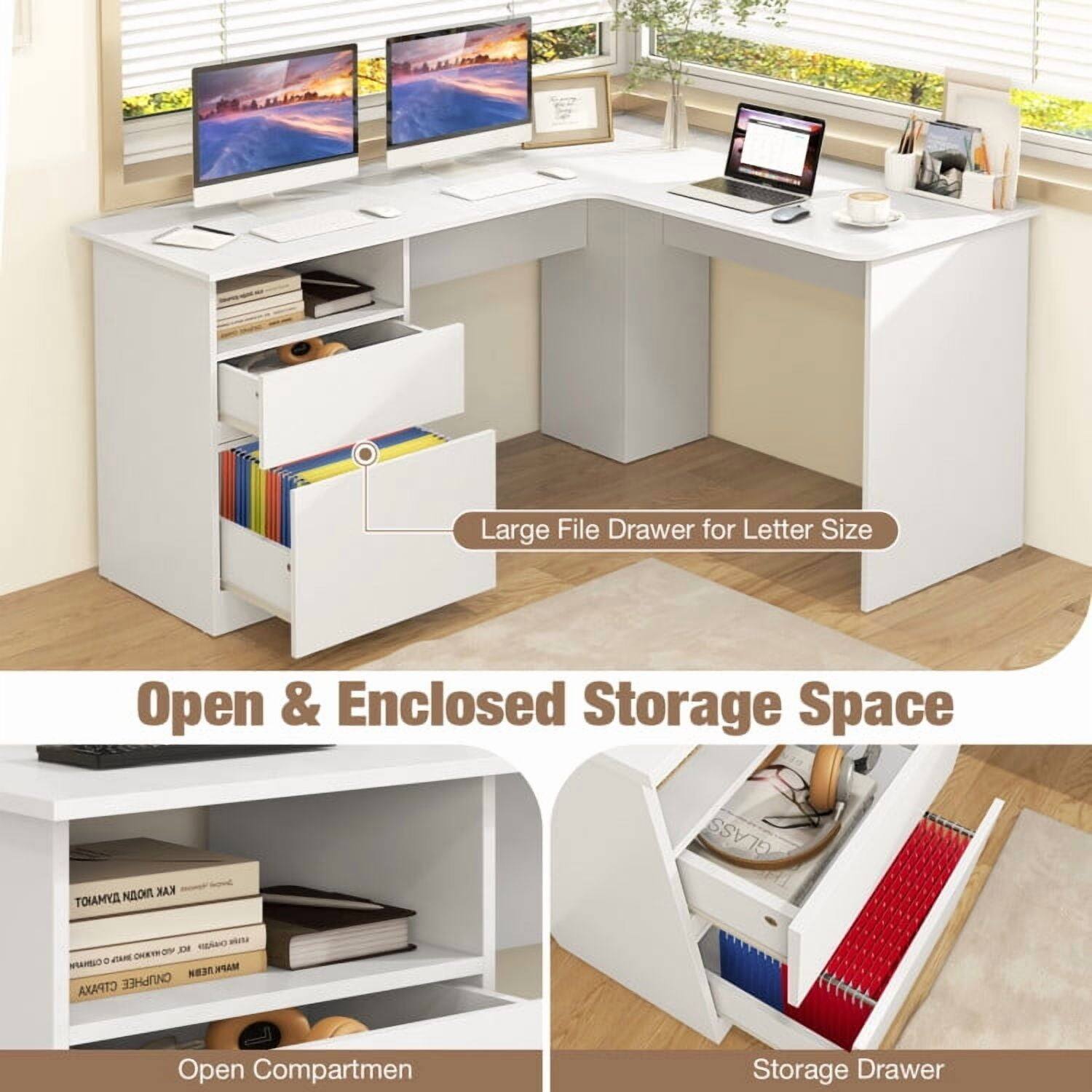 Large File Drawer for Letter Size  
Open & Enclosed Storage Space  
Open Compartmen  
Storage Drawer