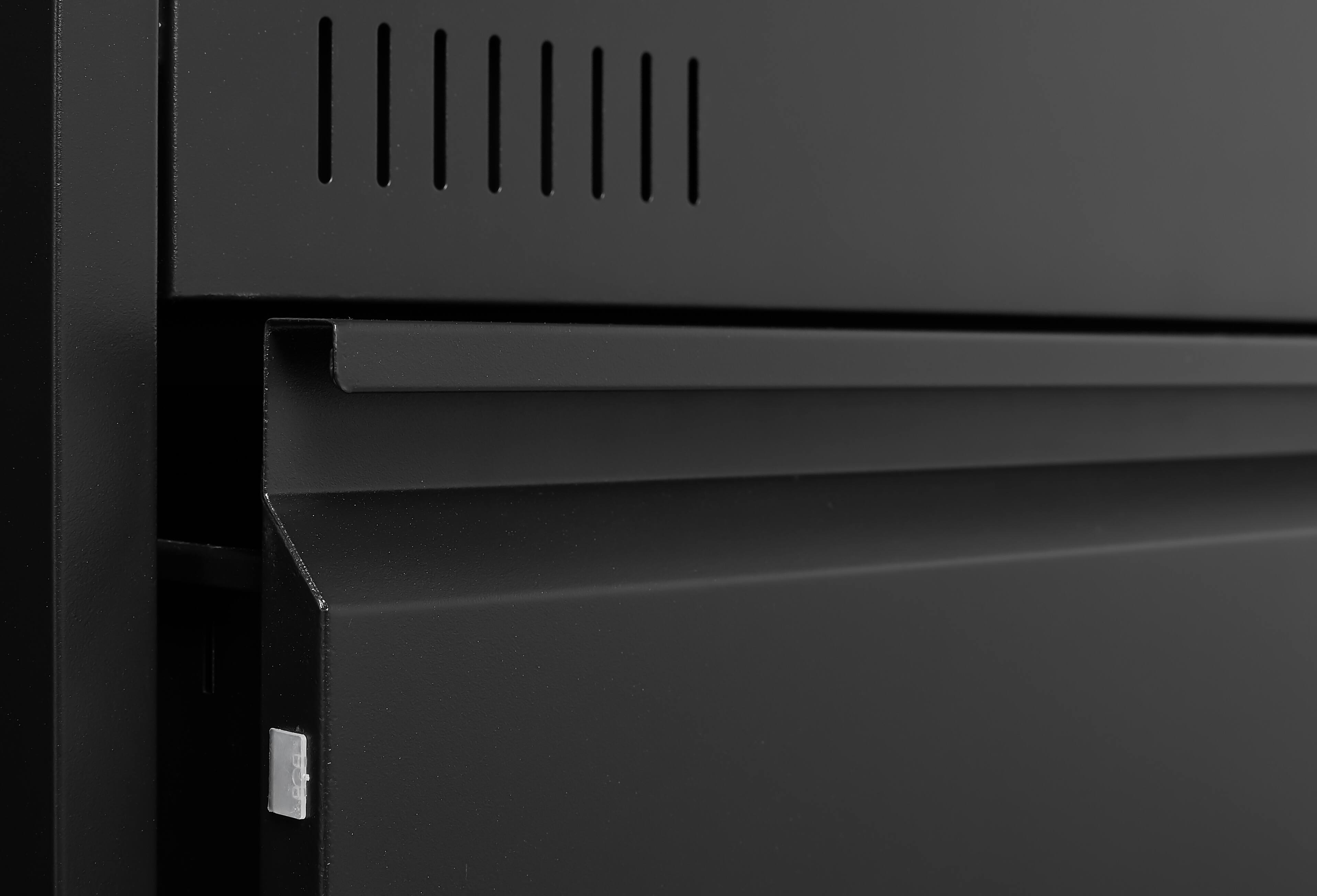 Back. Dexmalle - Dexmalle-3 Drawer Lateral File Cabinet with Lock-Blcak.