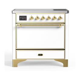 ILVE - Majestic II Series 36 in. Induction Range with 5 Induction Elements (Brass Trim) - White