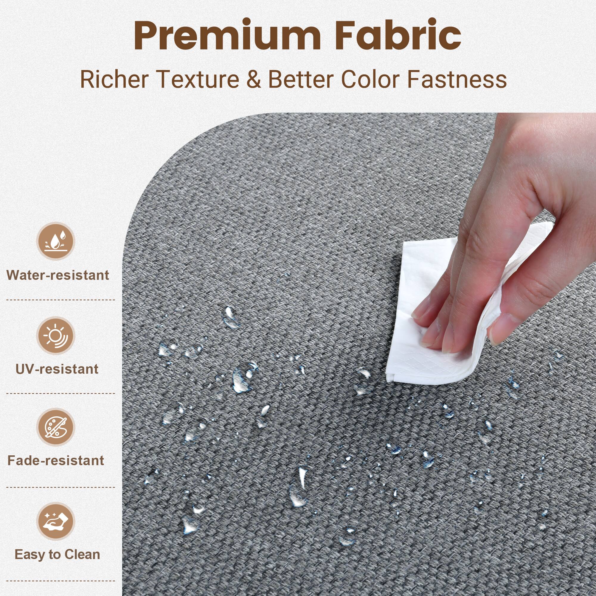 Premium Fabric  
Richer Texture & Better Color Fastness  

- Water-resistant  
- UV-resistant  
- Fade-resistant  
- Easy to Clean