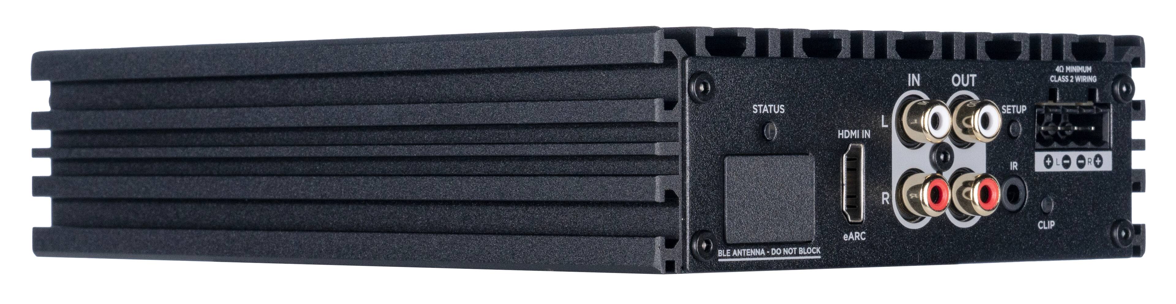 The text on the image reads: "HDMI IN L  D SETUP IR + 2 R S BLE ANTENNA DO NOT BLOCK eARC CLIP."