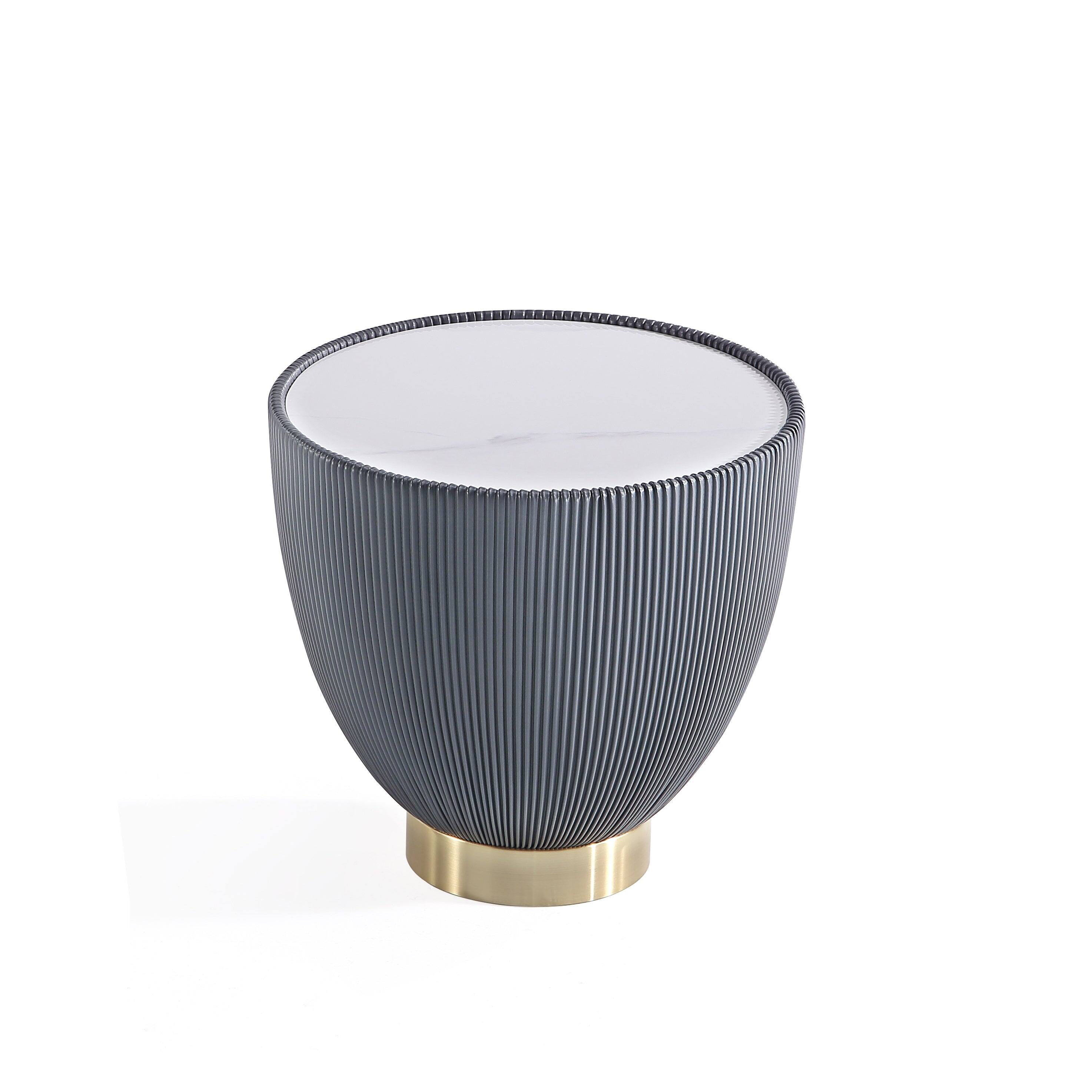 Alt View 4. Manhattan Comfort - Anderson Modern Sintered Stone Top Upholstered End Table - Set of 2 - Gray.