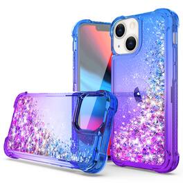 Reiko - Shiny Flowing Glitter Liquid Bumper Case For Apple Iphone 13 In - Blue