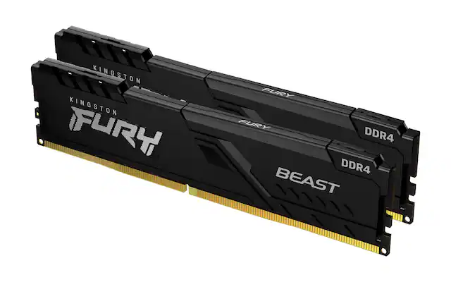 Front. Kingston - FURY Beast Black 32GB (2PK 16GB) 3200 MHz DDR4 CL16 DIMM Desktop Memory Kit.