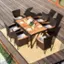 Alt View 3. Costway - Costway 7PCS Patio Rattan Dining Set 6 Stackable Chairs Cushioned - Brown.