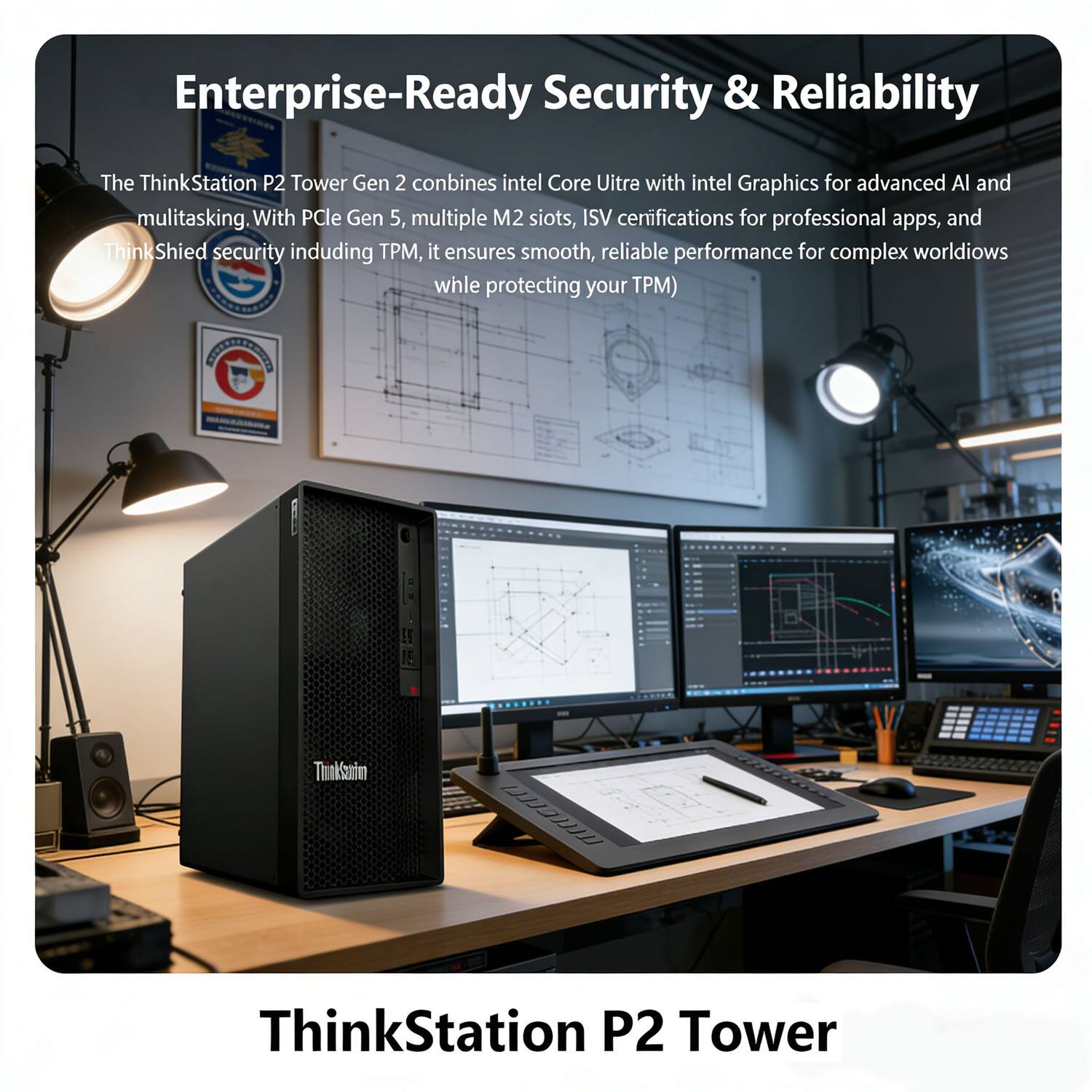 Enterprise-Ready Security & Reliability

The ThinkStation P2 Tower Gen 2 combines Intel Core Ultra with Intel Graphics for advanced AI and multitasking. With PCIe Gen 5, multiple M2 slots, ISV certifications for professional apps, and ThinkShield security including TPM, it ensures smooth, reliable performance for complex workflows while protecting your TPM.

ThinkStation P2 Tower