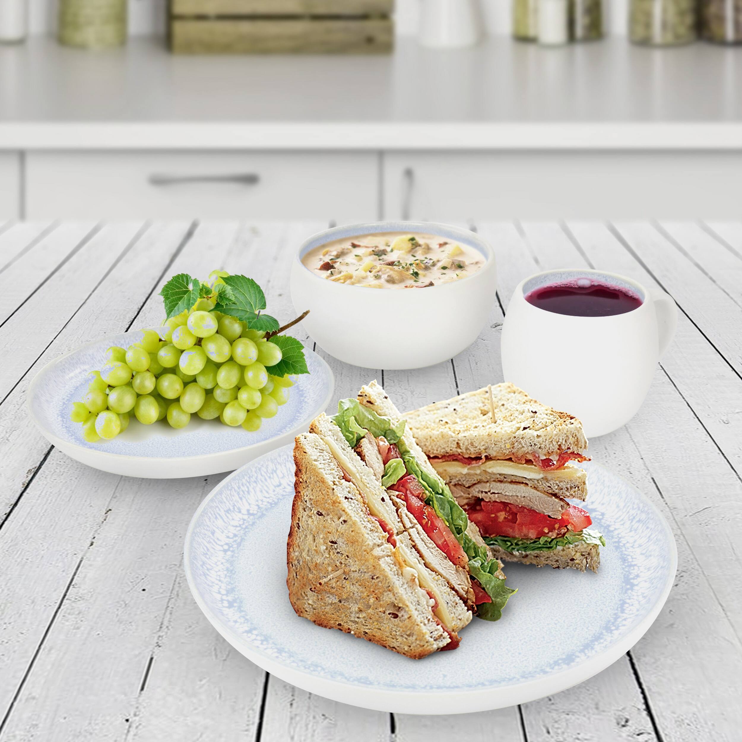 Alt View 7. Elama - Elama Mocha 16 Piece Stoneware Dinnerware Set in Blue - Blue.