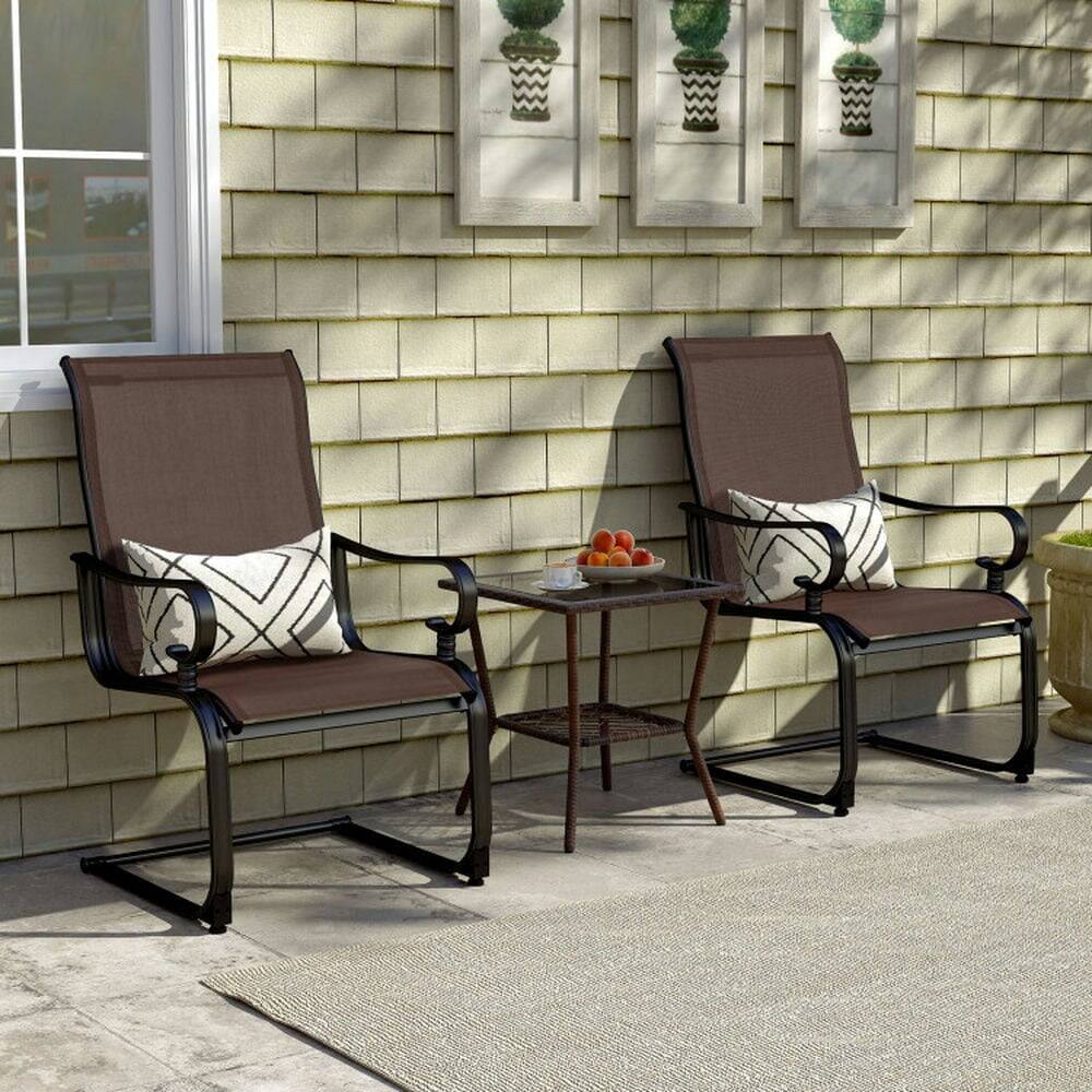 Alt View 1. Pefilos - Set of 2 Patio Chairs with Quick-drying and Breathable Fabric for Backyard, Patio Conversation Set for Outdoor as - Brown.